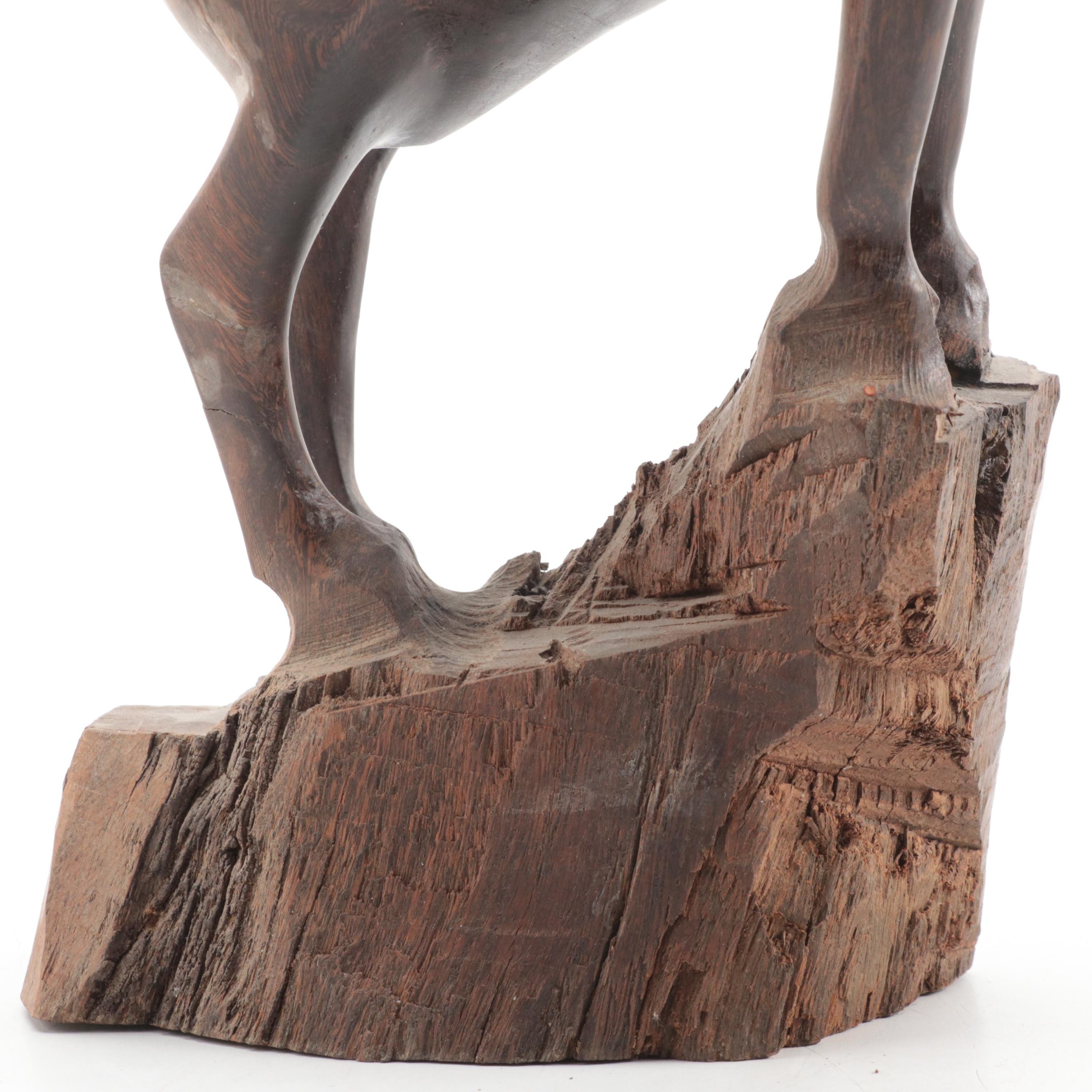 Carved Wooden Ram Figurine