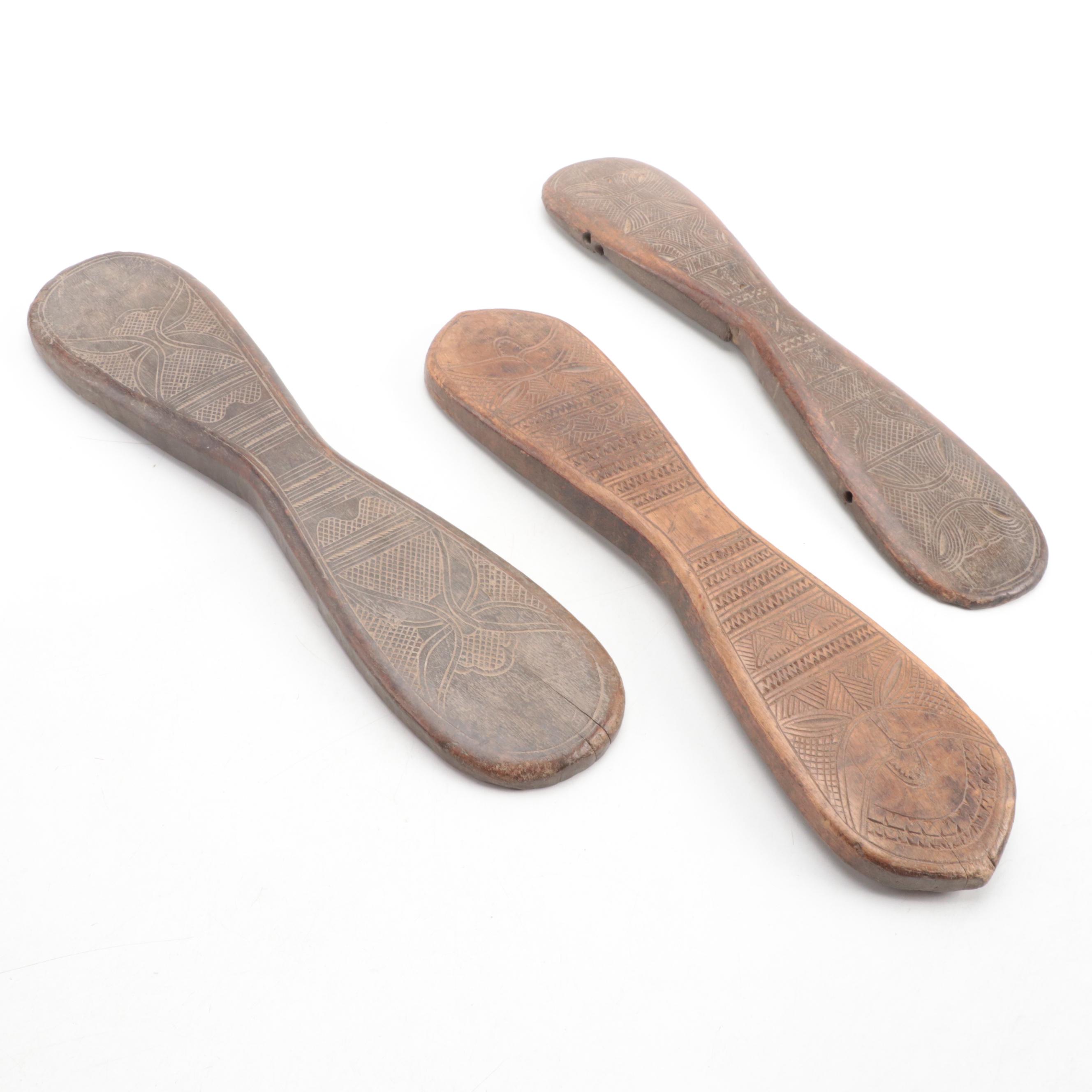 Burmese Carved Wood Ox Cart Elements, Mid-20th Century