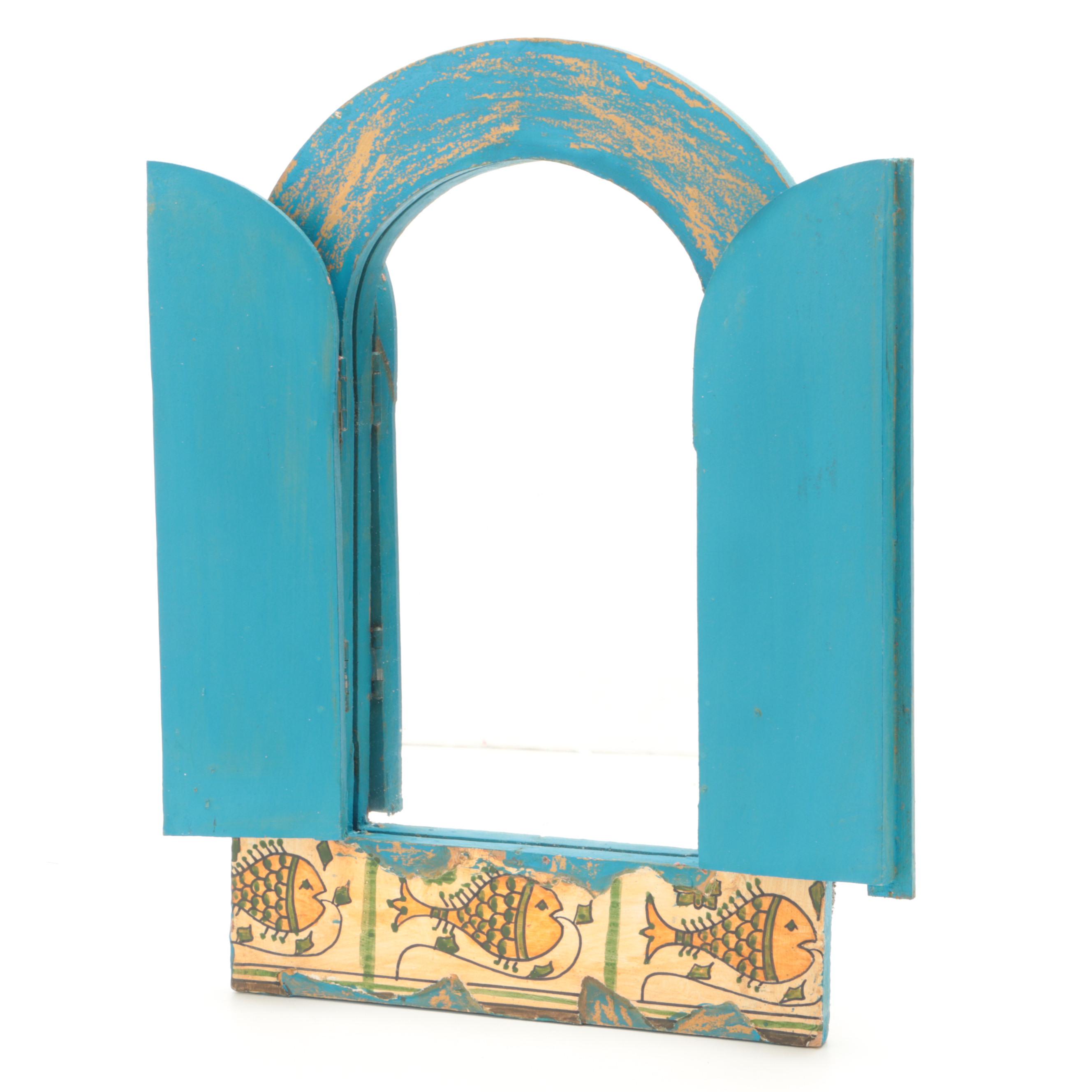 Tunisian Handcrafted Wood Framed Wall Mirror