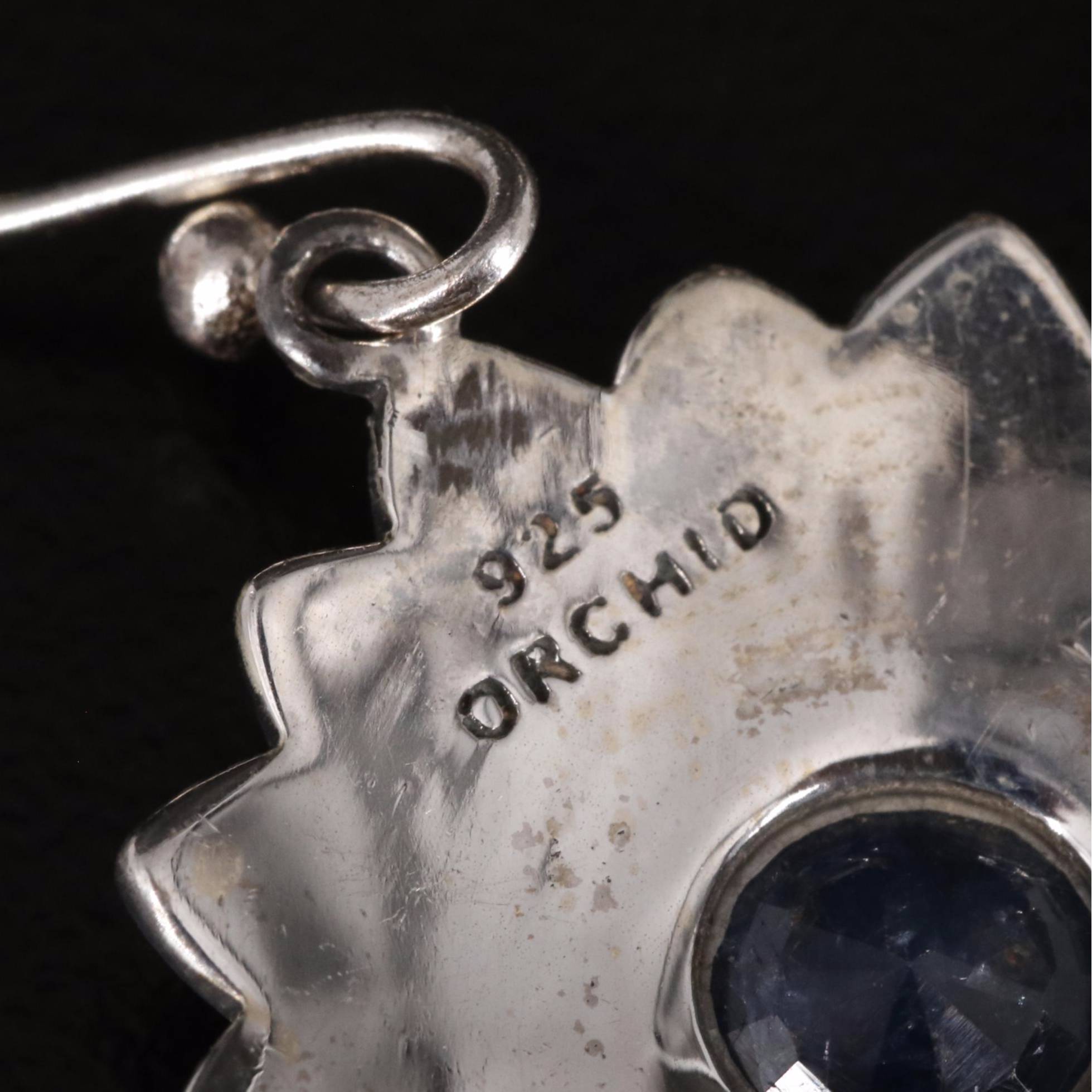 Sterling Sapphire Flower Drop Earrings