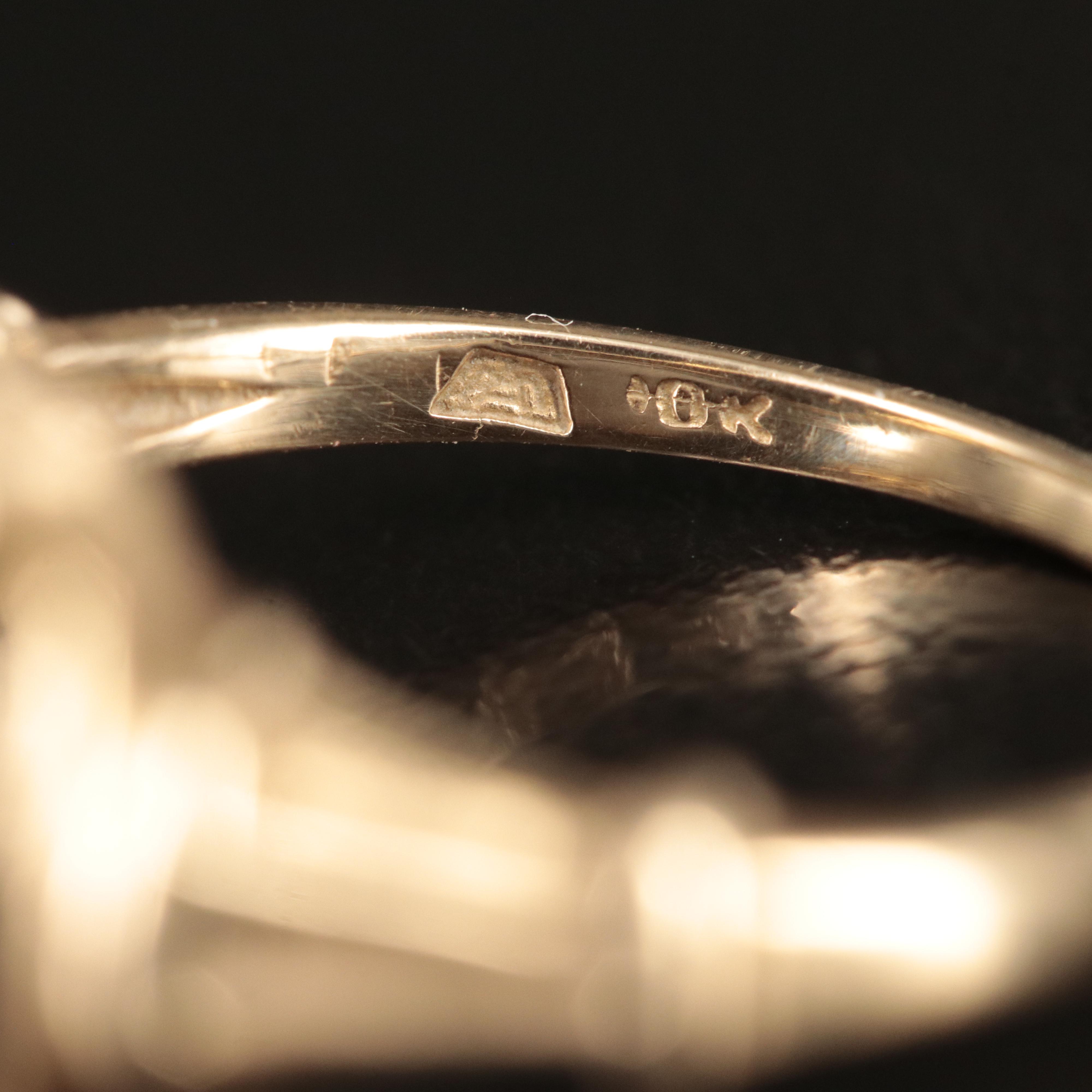 Vintage 10K Black Onyx and Diamond Ring