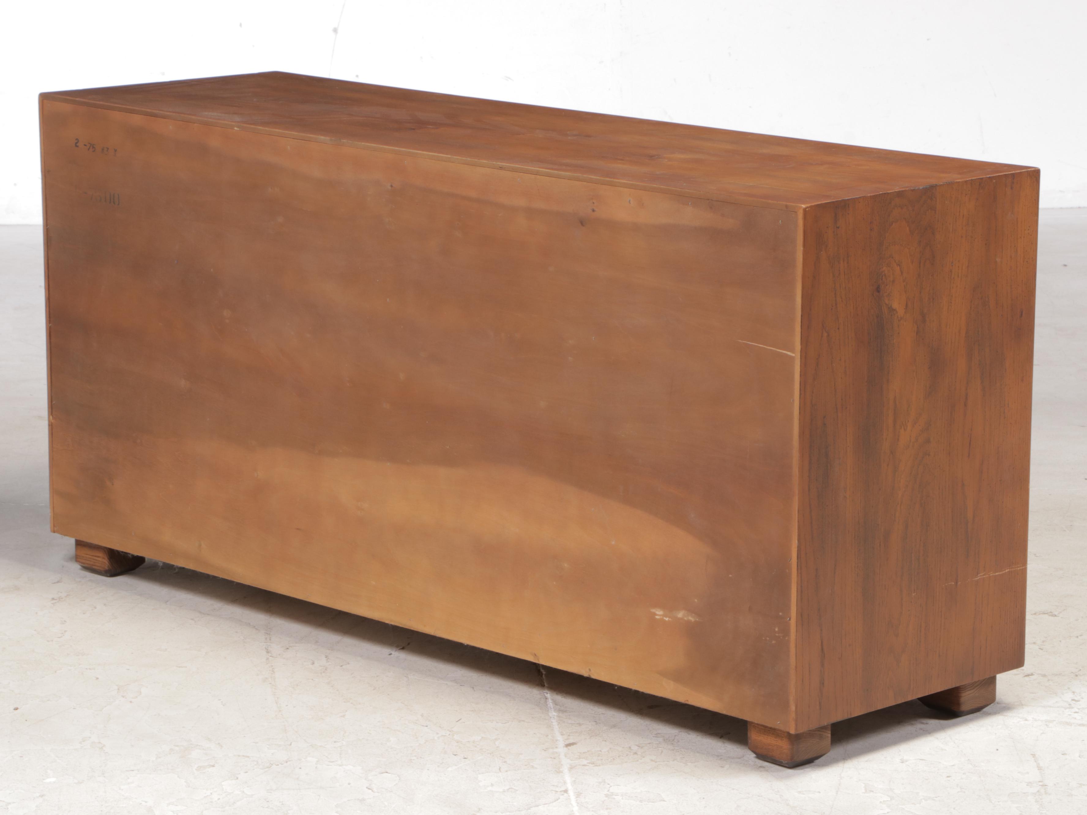 Henredon "Artefacts" Campaign Style Oak and Faux-Bamboo Six-Drawer Dresser