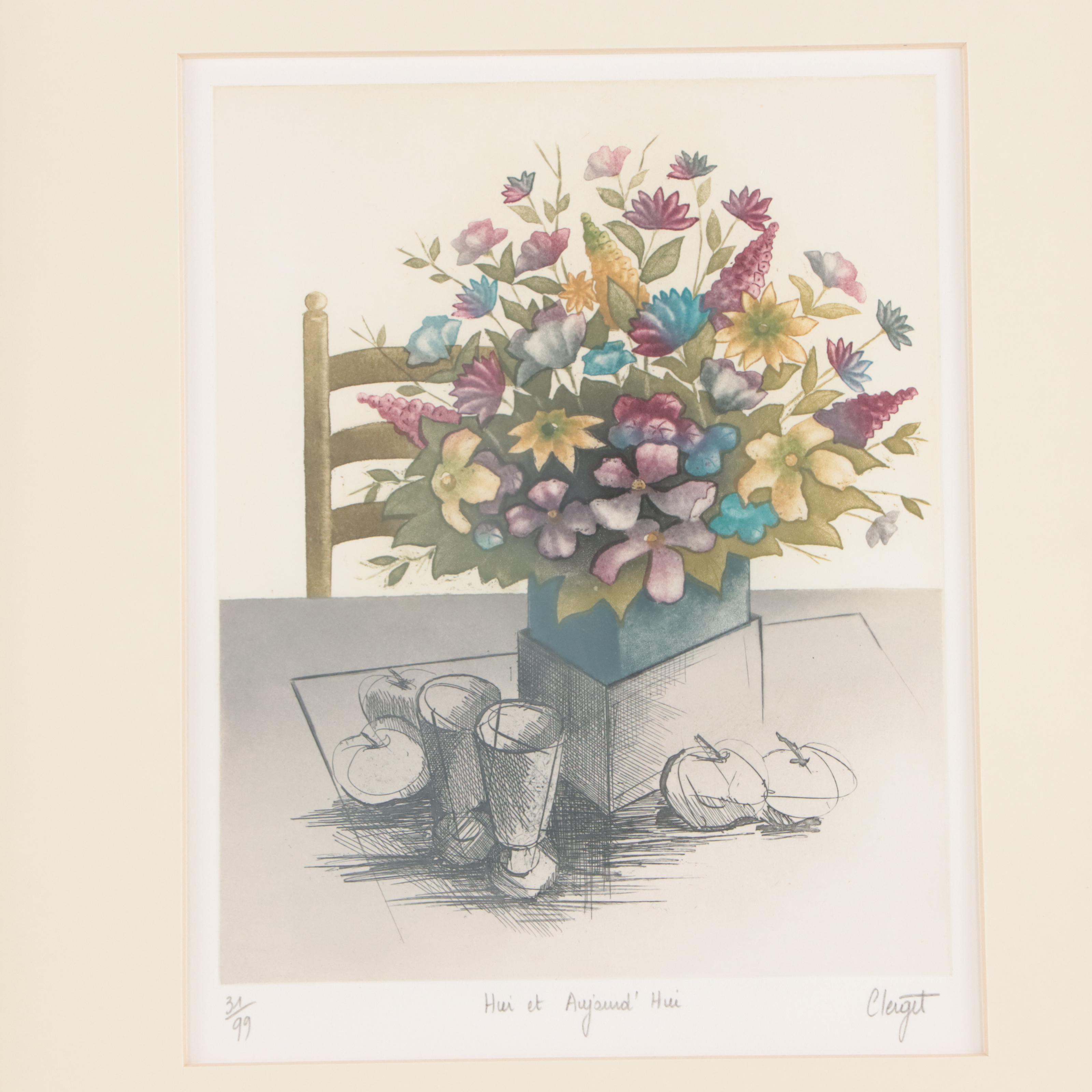 Elisabeth Clerget Etching With Aquatint "Hier et Aujourd' Hui"