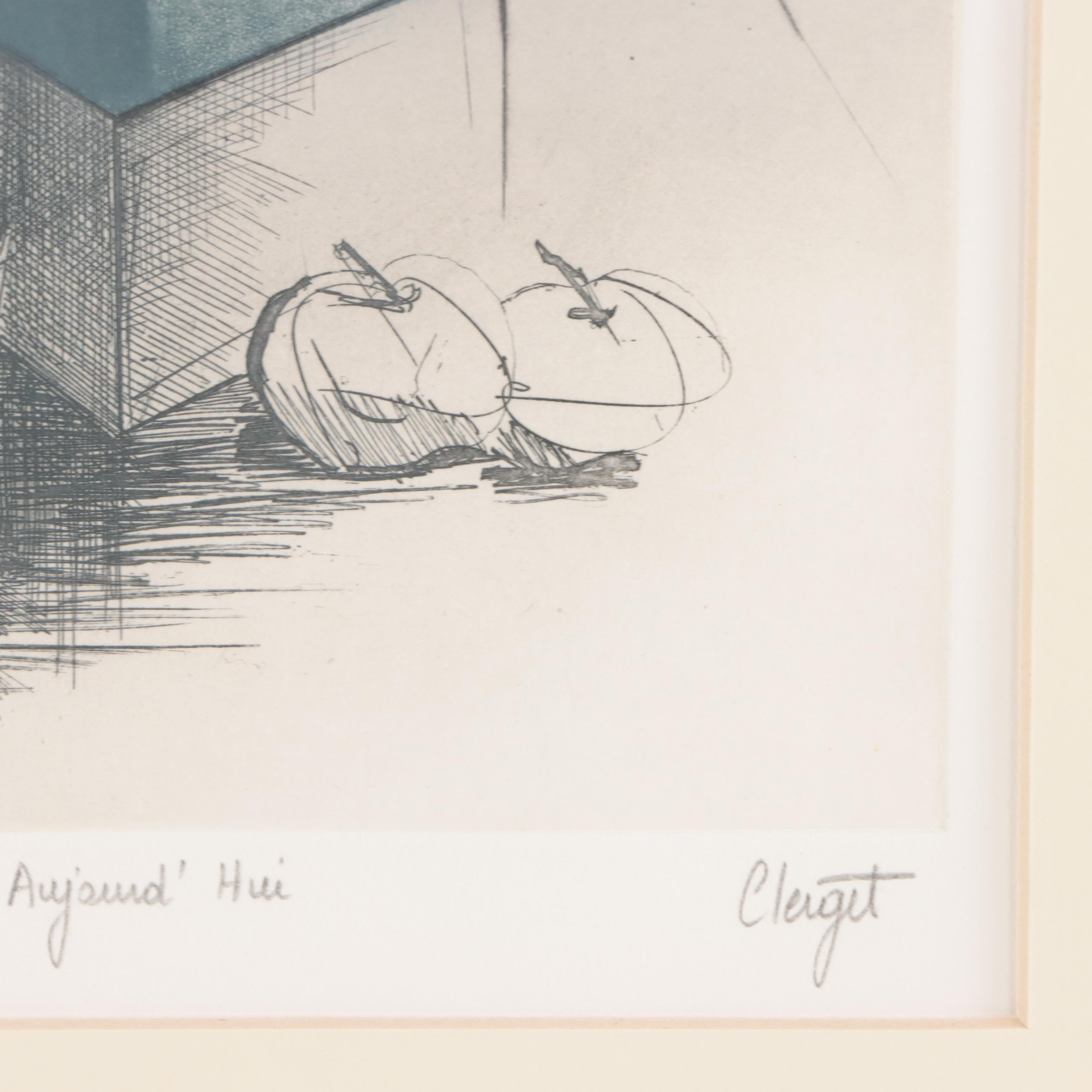 Elisabeth Clerget Etching With Aquatint "Hier et Aujourd' Hui"