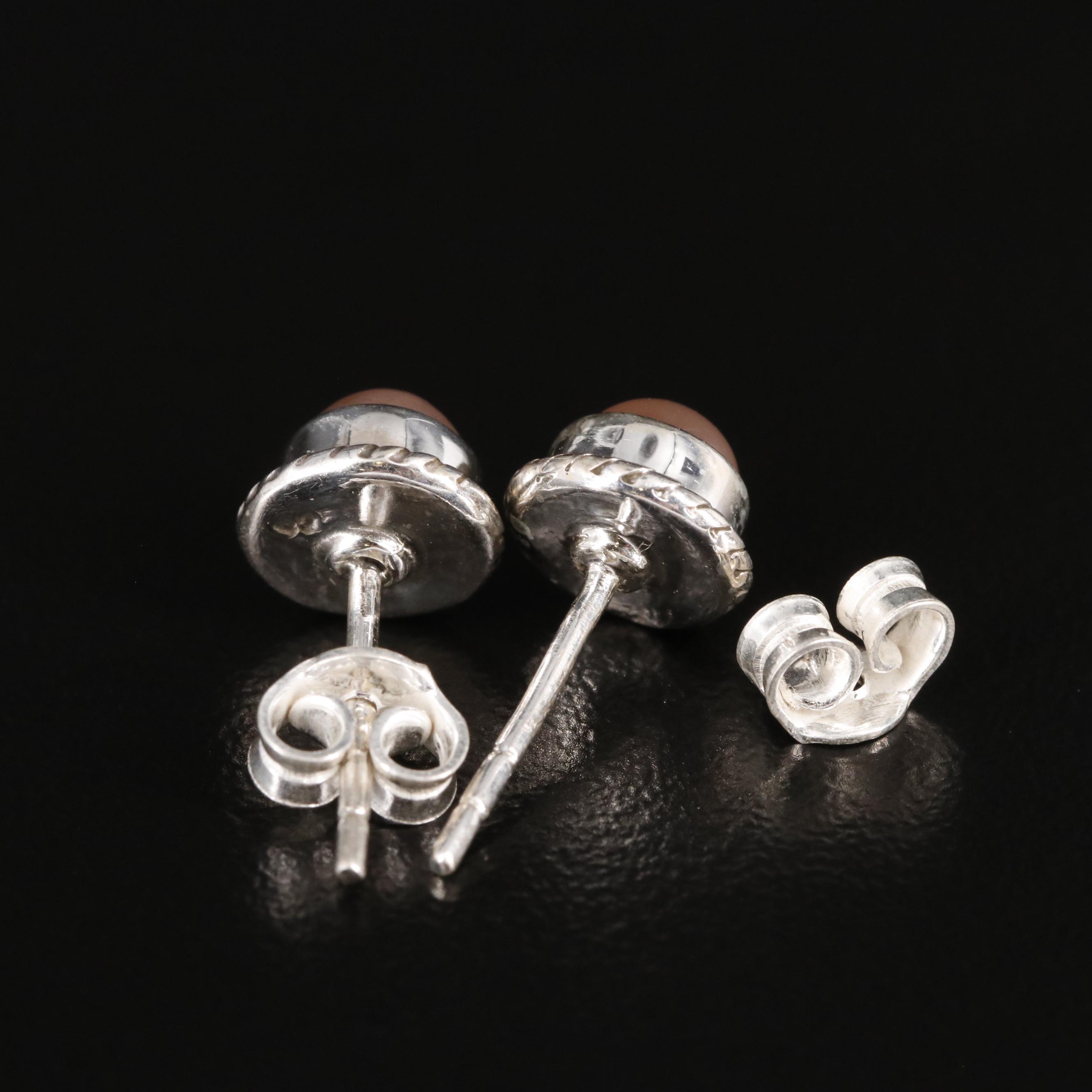 Sterling Moonstone Stud Earrings