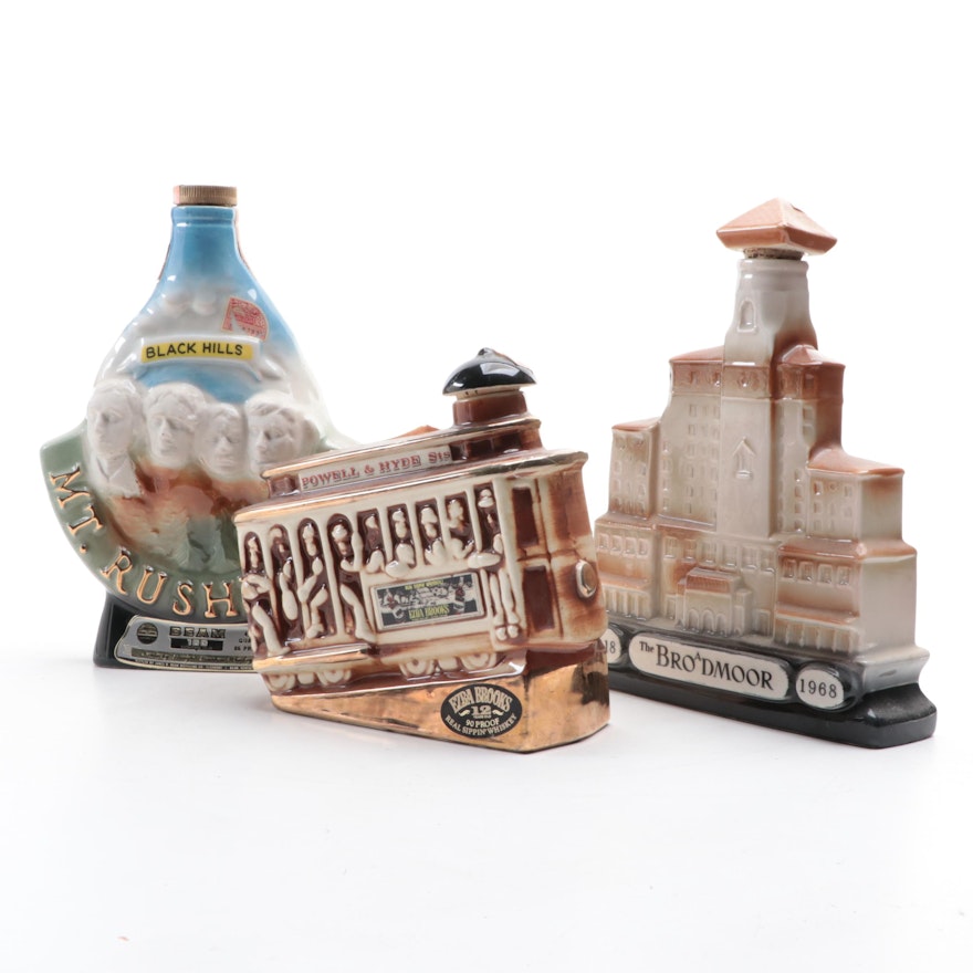 Ezra Brooks and Jim Beam Figural Porcelain Whiskey Decanters, Mid to Late 20th C