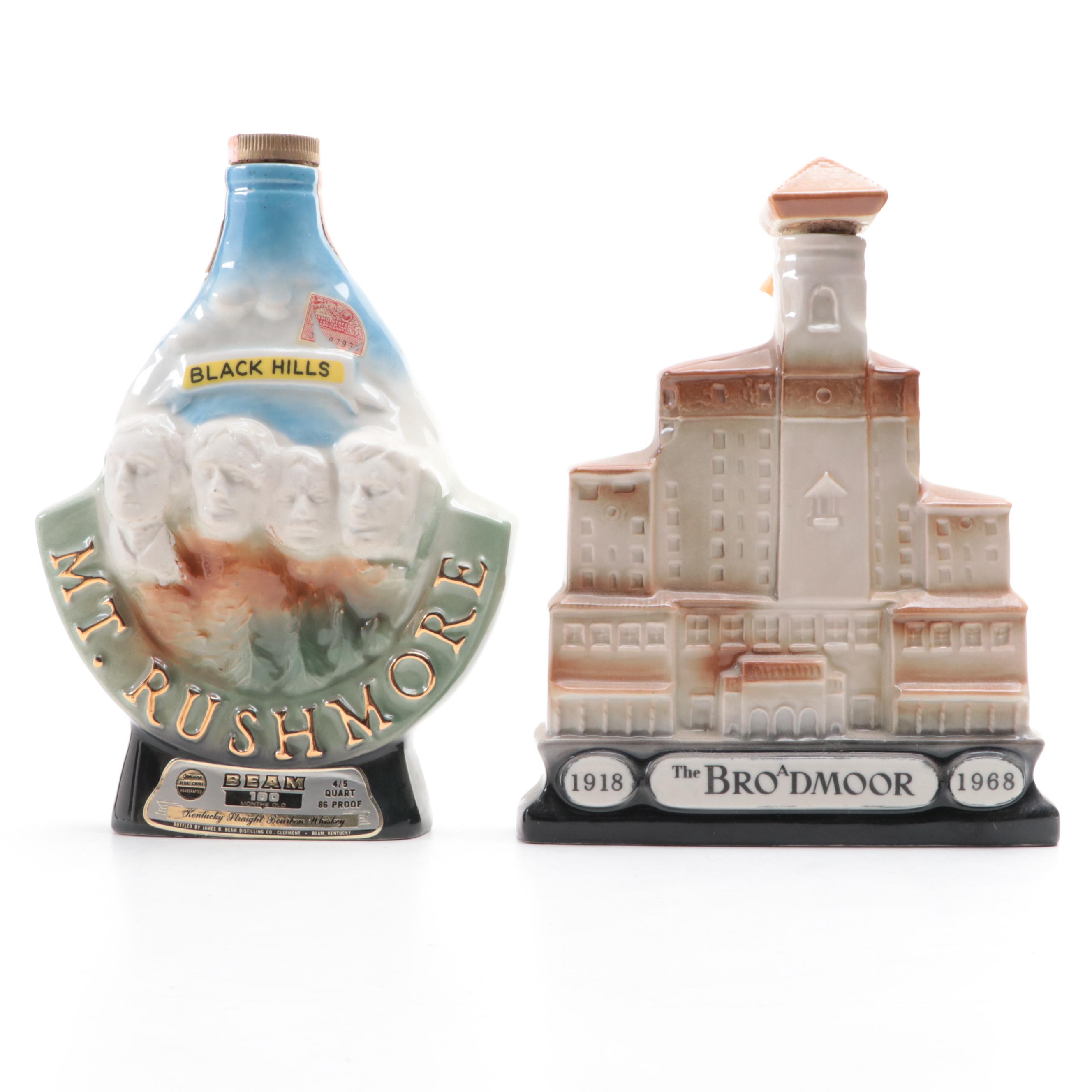 Ezra Brooks and Jim Beam Figural Porcelain Whiskey Decanters, Mid to Late 20th C