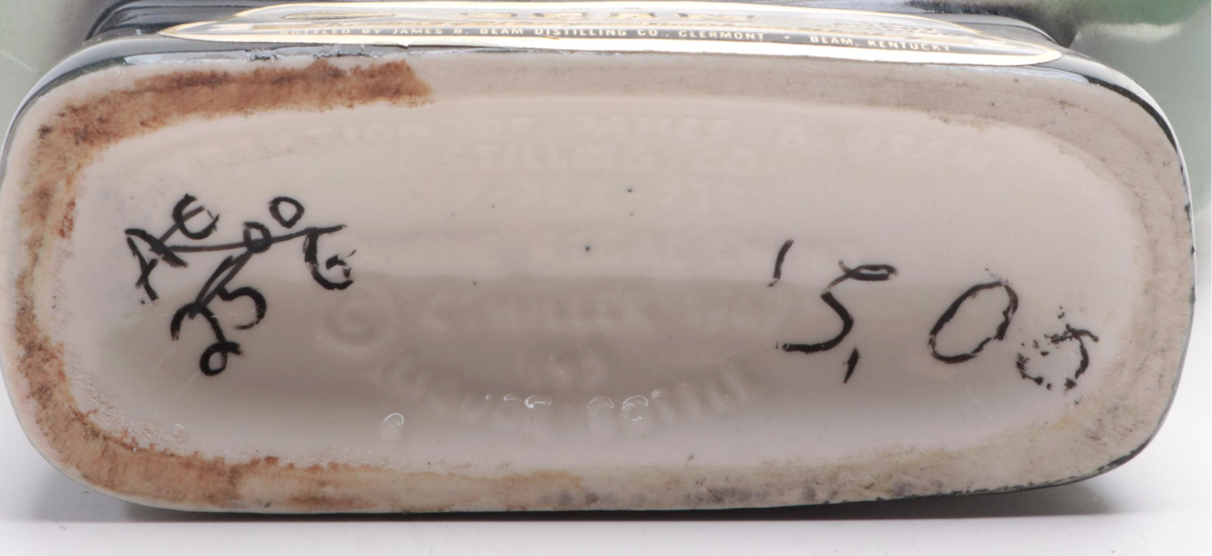 Ezra Brooks and Jim Beam Figural Porcelain Whiskey Decanters, Mid to Late 20th C