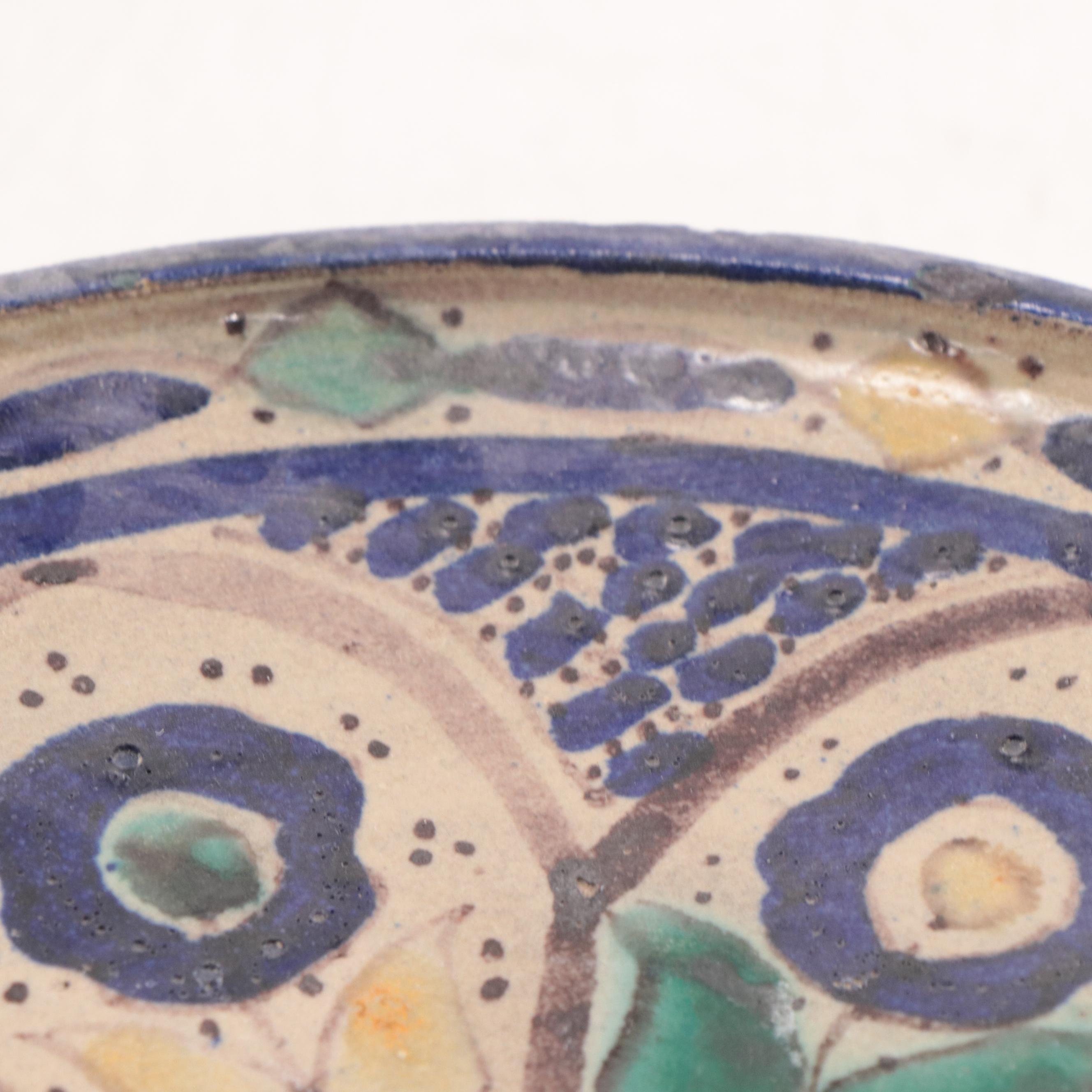 Azeri Painted Stoneware Pottery Dish, Azerbaijan