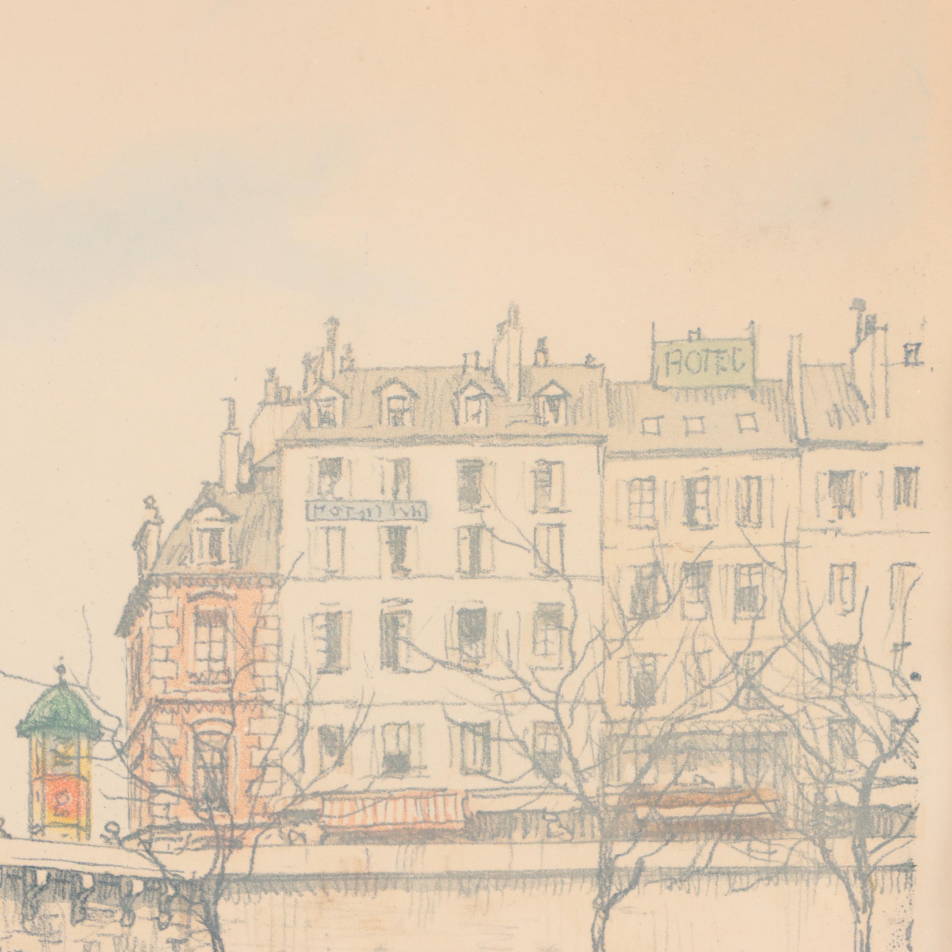 Tavík František Šimon Paris Riverside Genre Aquatint