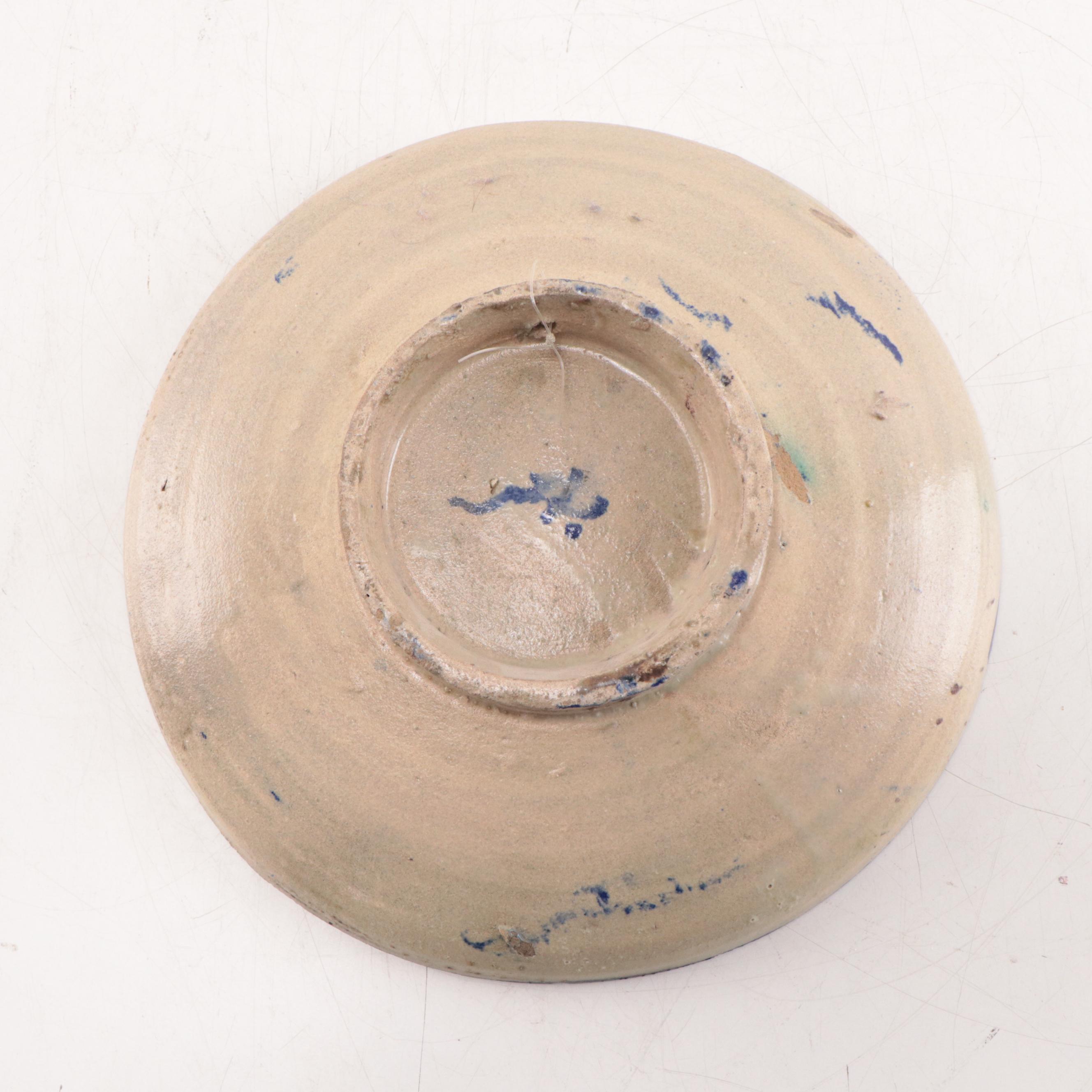 Azeri Painted Stoneware Pottery Dish, Azerbaijan