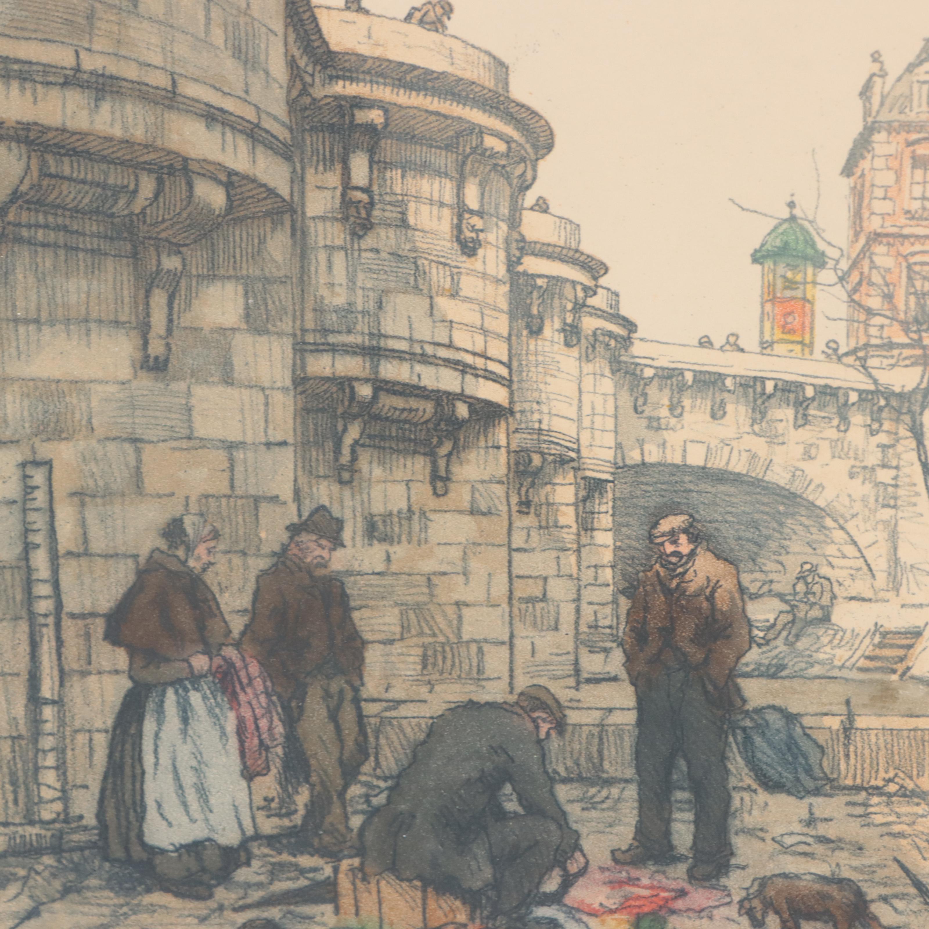 Tavík František Šimon Paris Riverside Genre Aquatint