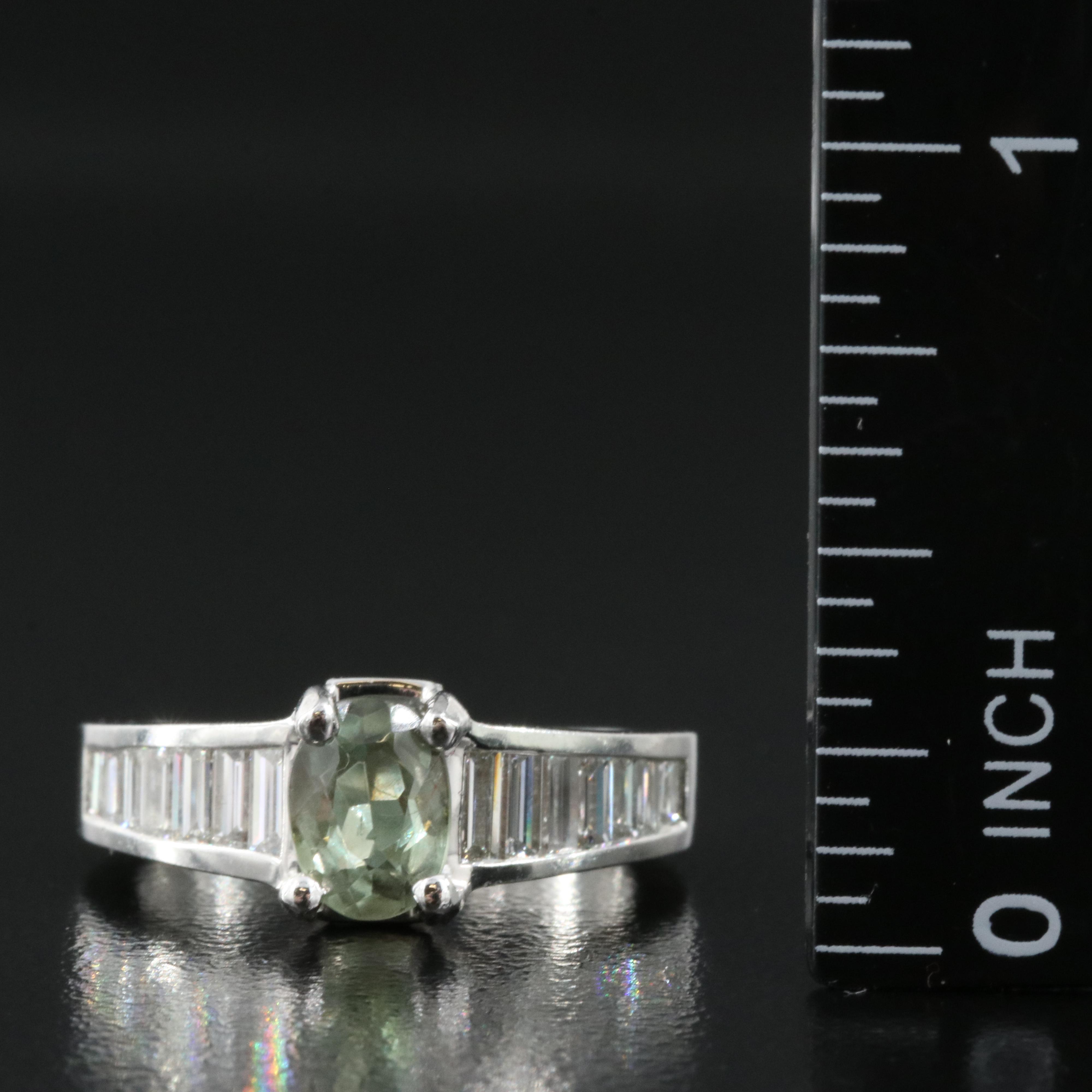 Platinum 1.05 CT Alexandrite and 1.02 CTW Diamond Ring with GIA Report