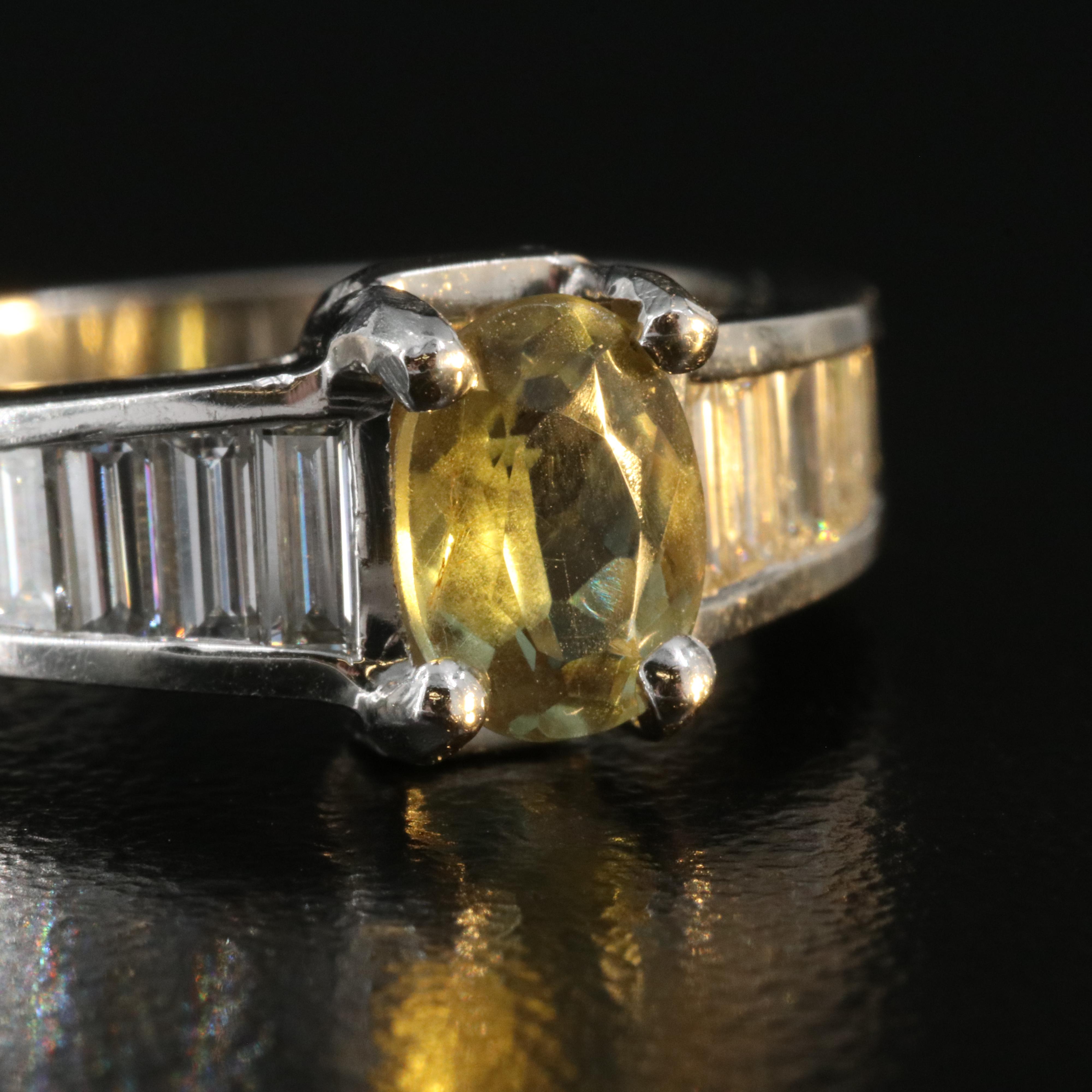 Platinum 1.05 CT Alexandrite and 1.02 CTW Diamond Ring with GIA Report