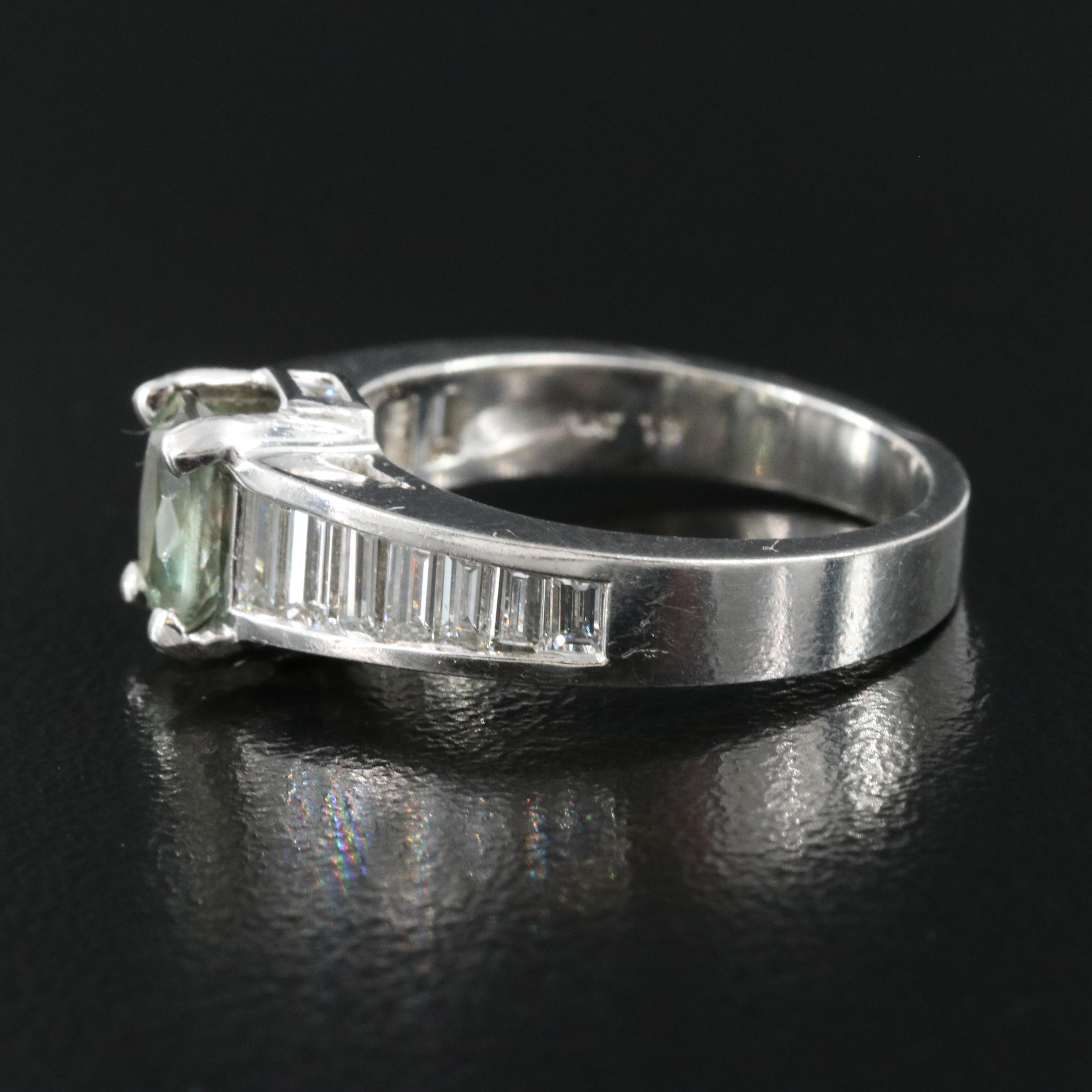 Platinum 1.05 CT Alexandrite and 1.02 CTW Diamond Ring with GIA Report