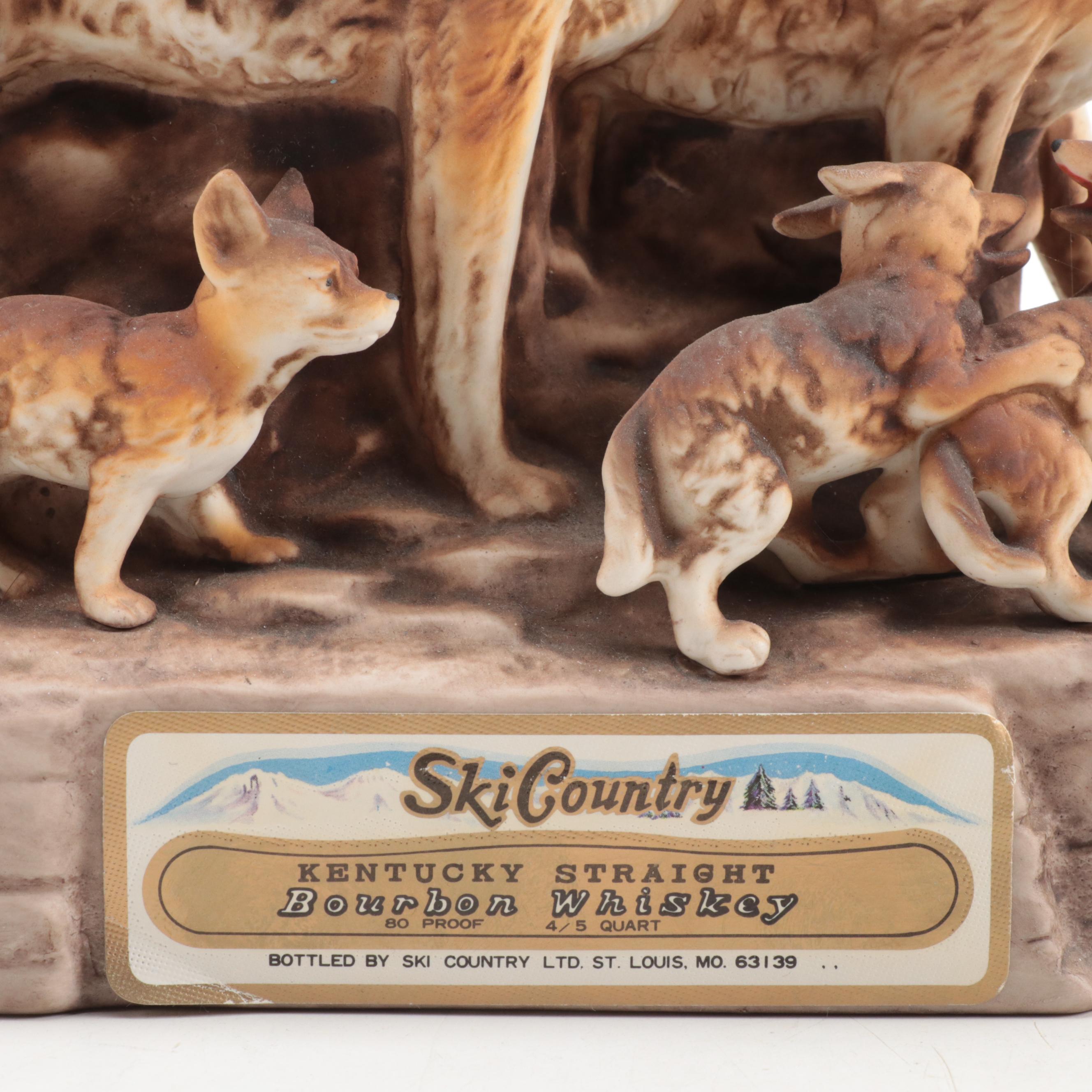 Ski Country Limited Edition Figural Ceramic Bourbon Decanters, Late 20th Century