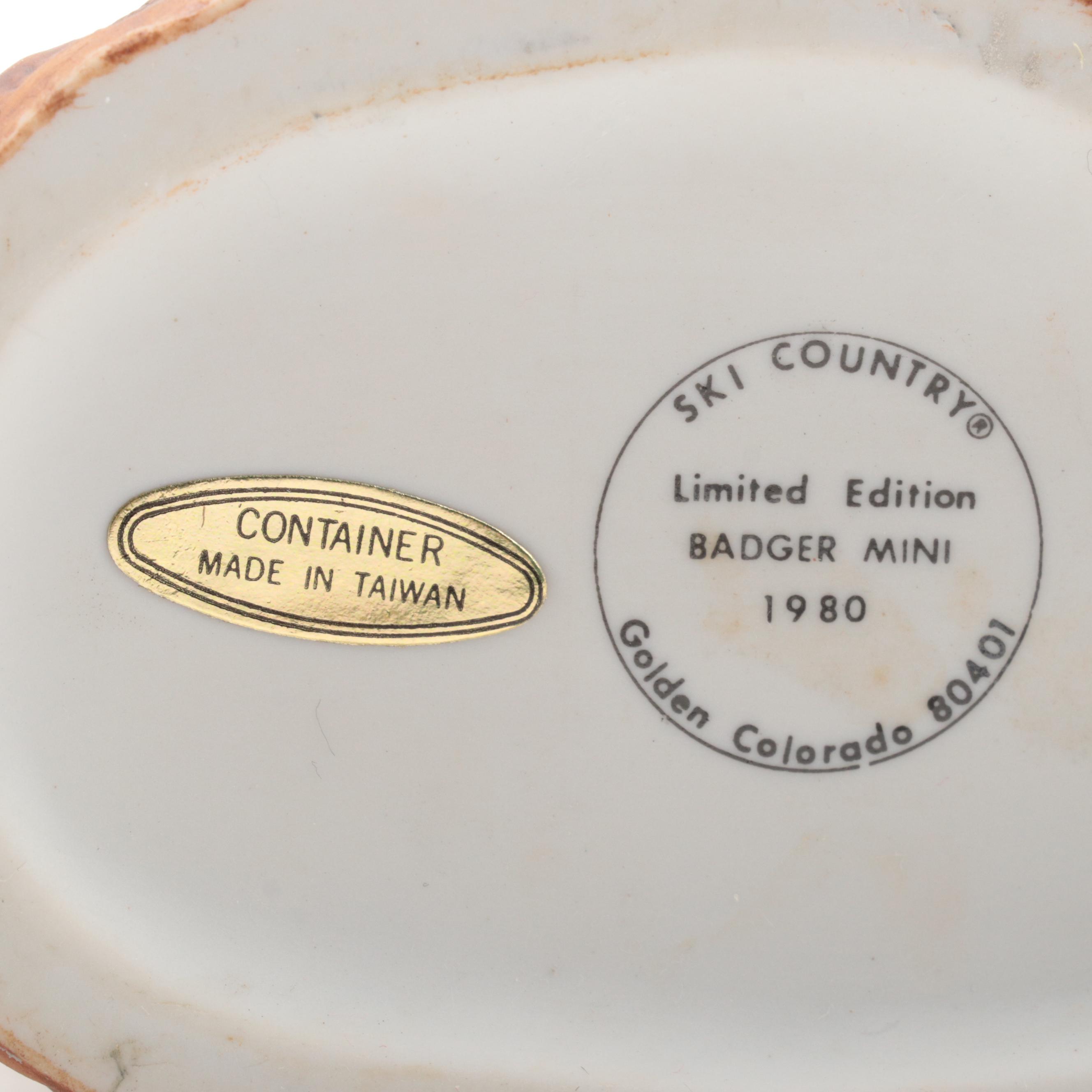 Ski Country Limited Edition Figural Ceramic Bourbon Decanters, Late 20th Century