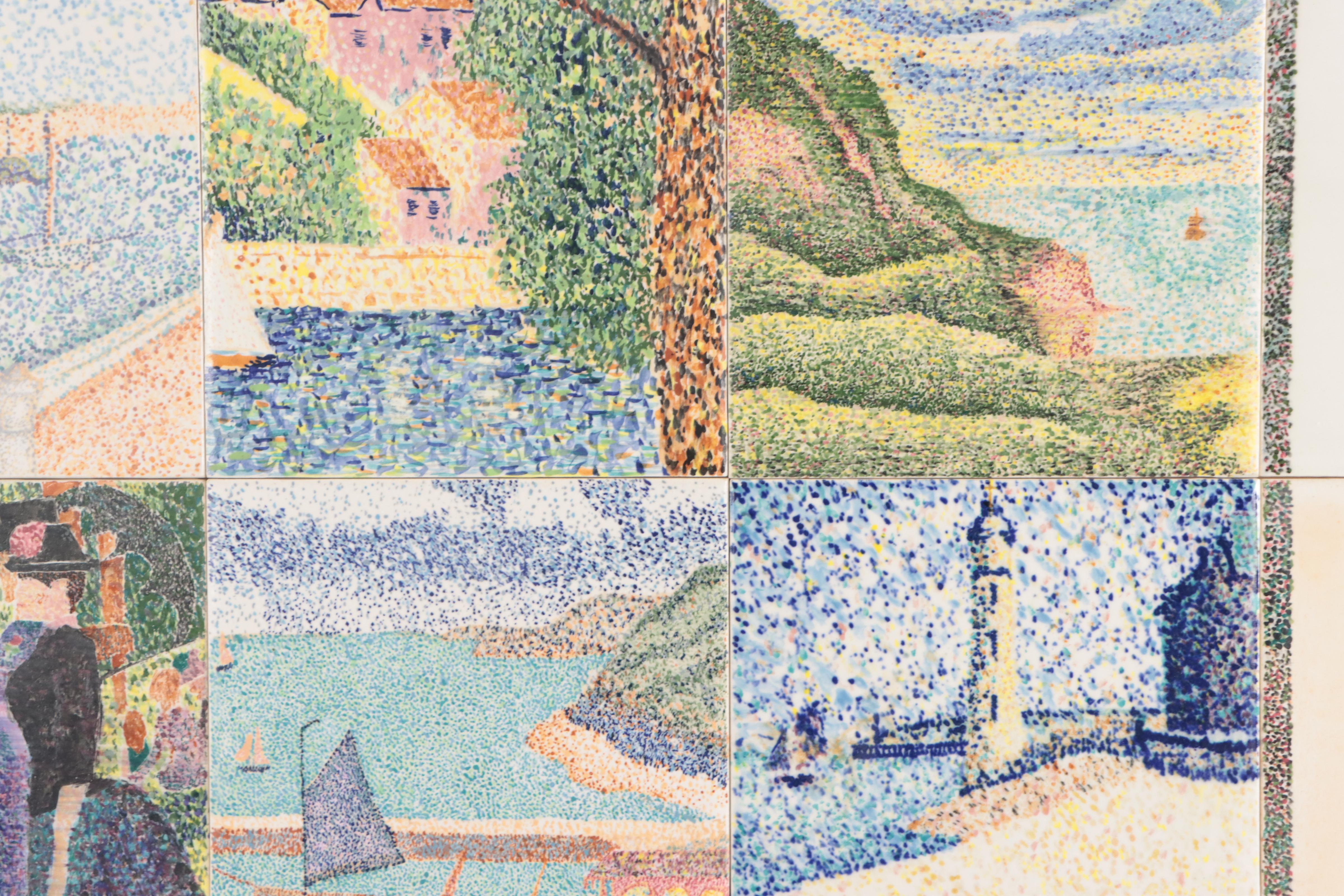 Hand-Painted Tile Composition After Georges Seurat