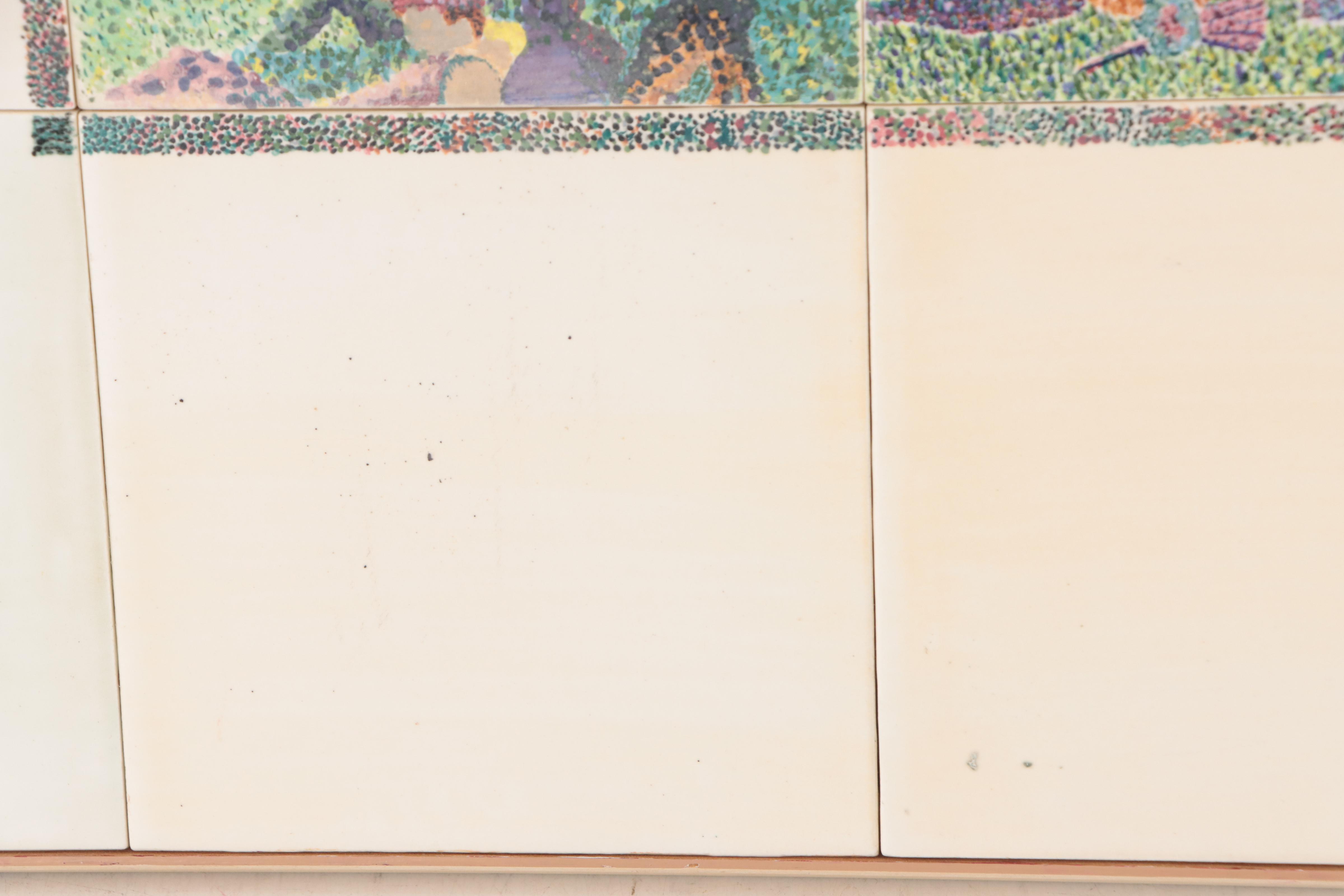 Hand-Painted Tile Composition After Georges Seurat