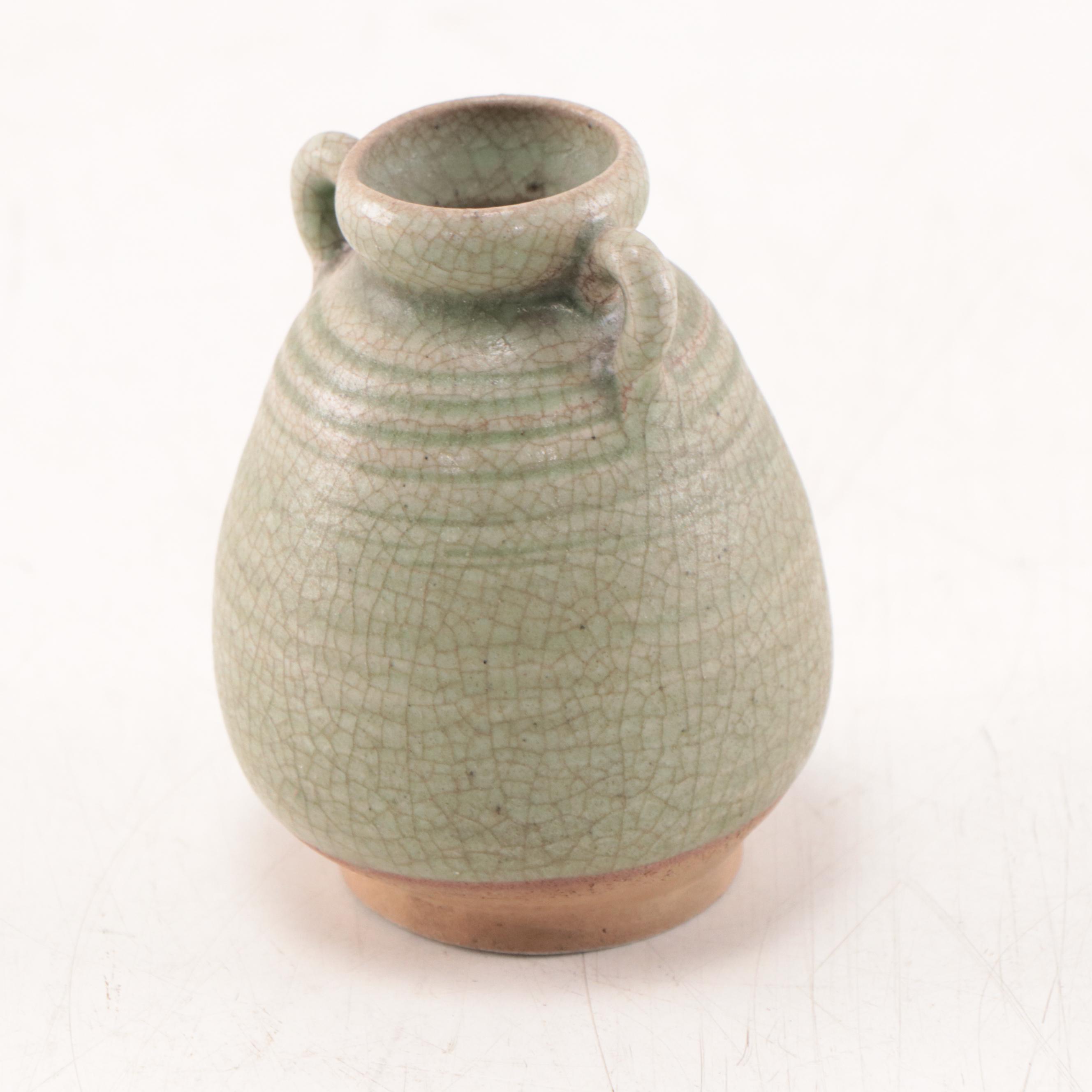 Thai Celadon Sukhothai Stoneware Vases, Mid-20th Century