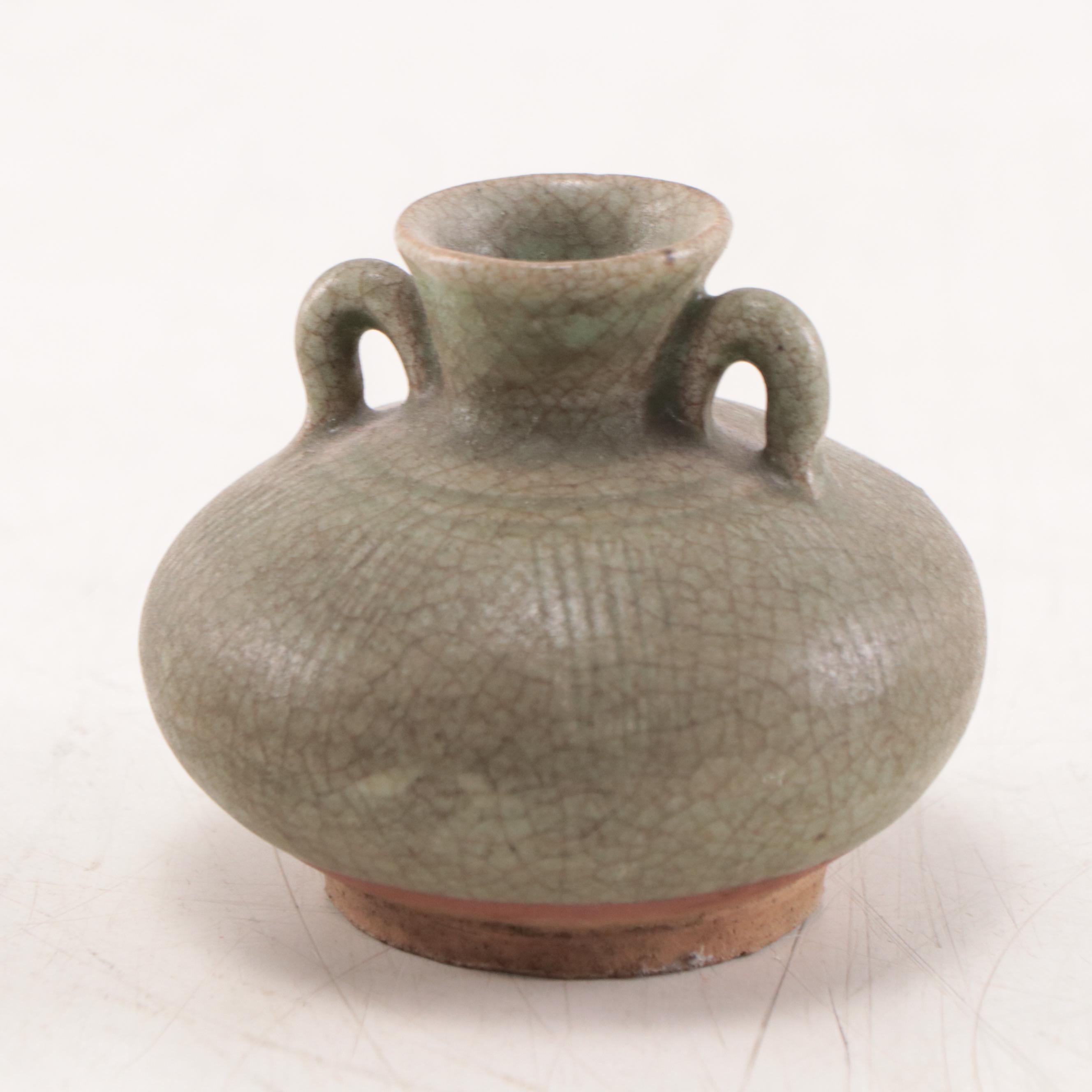 Thai Celadon Sukhothai Stoneware Vases, Mid-20th Century