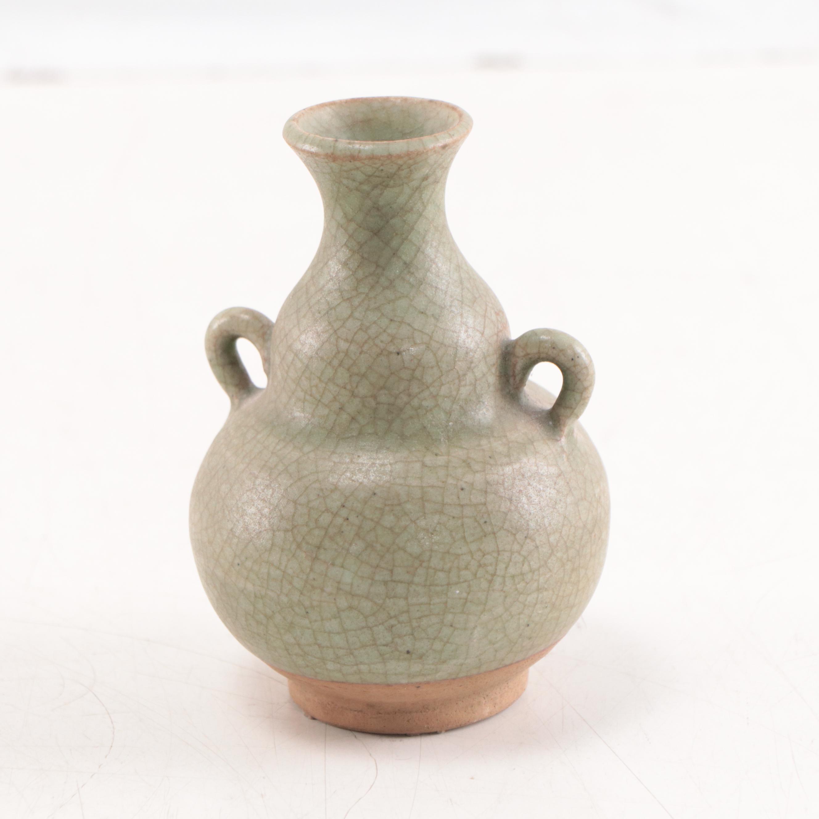Thai Celadon Sukhothai Stoneware Vases, Mid-20th Century