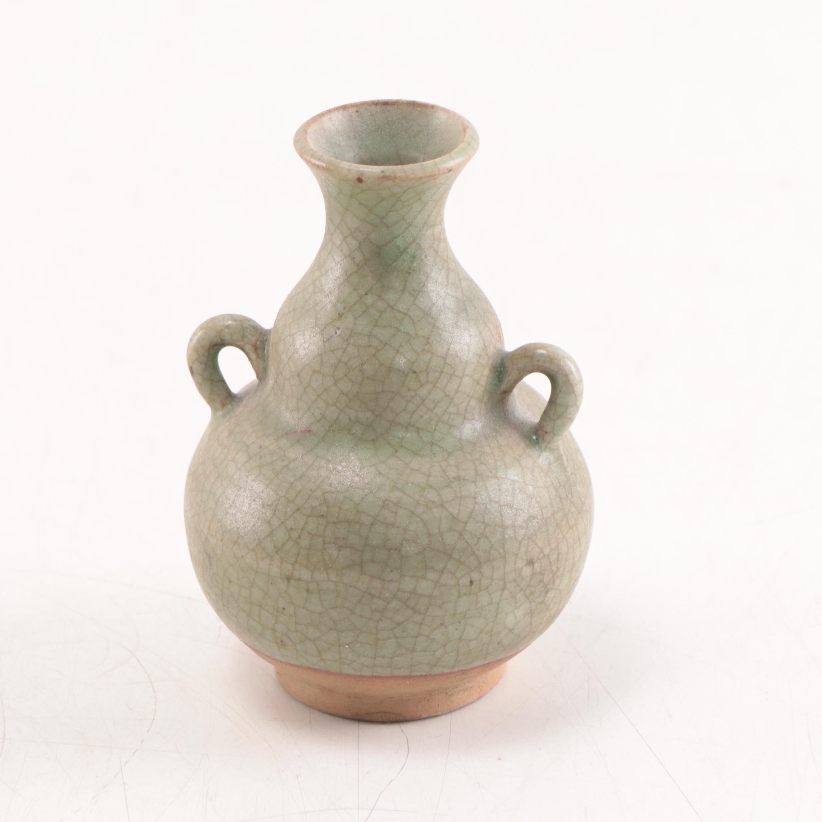 Thai Celadon Sukhothai Stoneware Vases, Mid-20th Century