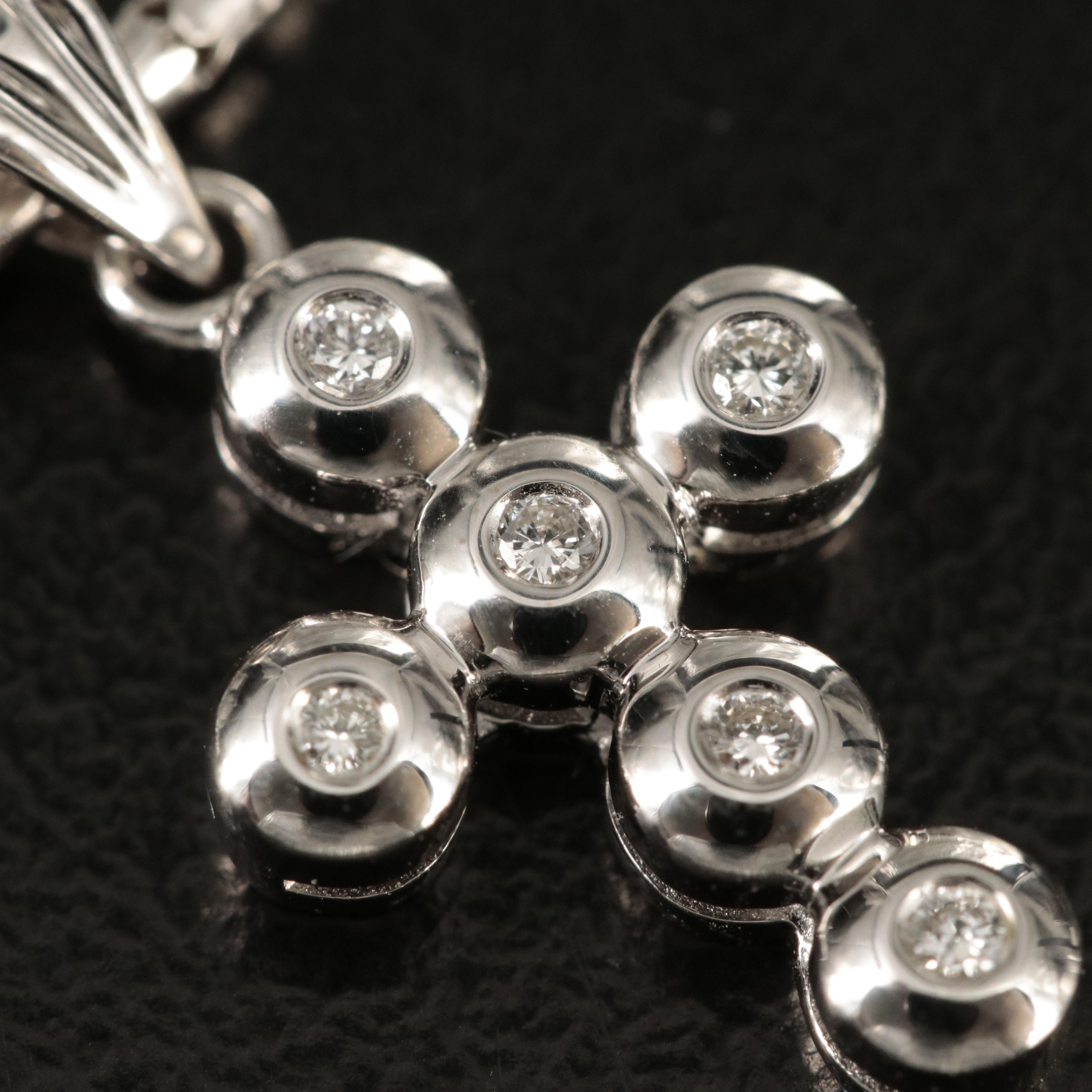 18K 0.08 CT Diamond Bezel Set Cross Pendant Necklace