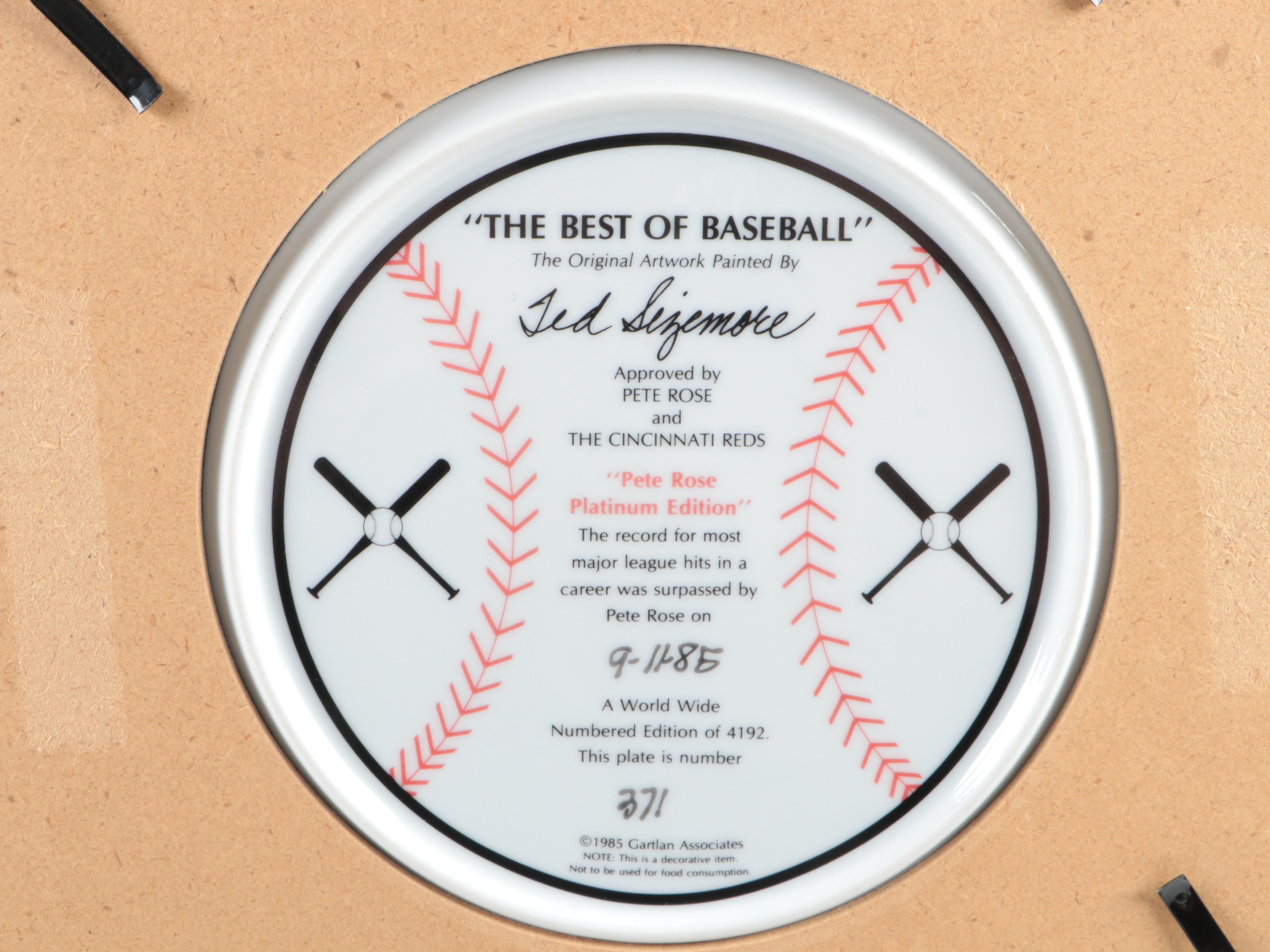 Gartlan Pete Rose Signed Cincinnati Reds "Best of Baseball" Plate, 1985