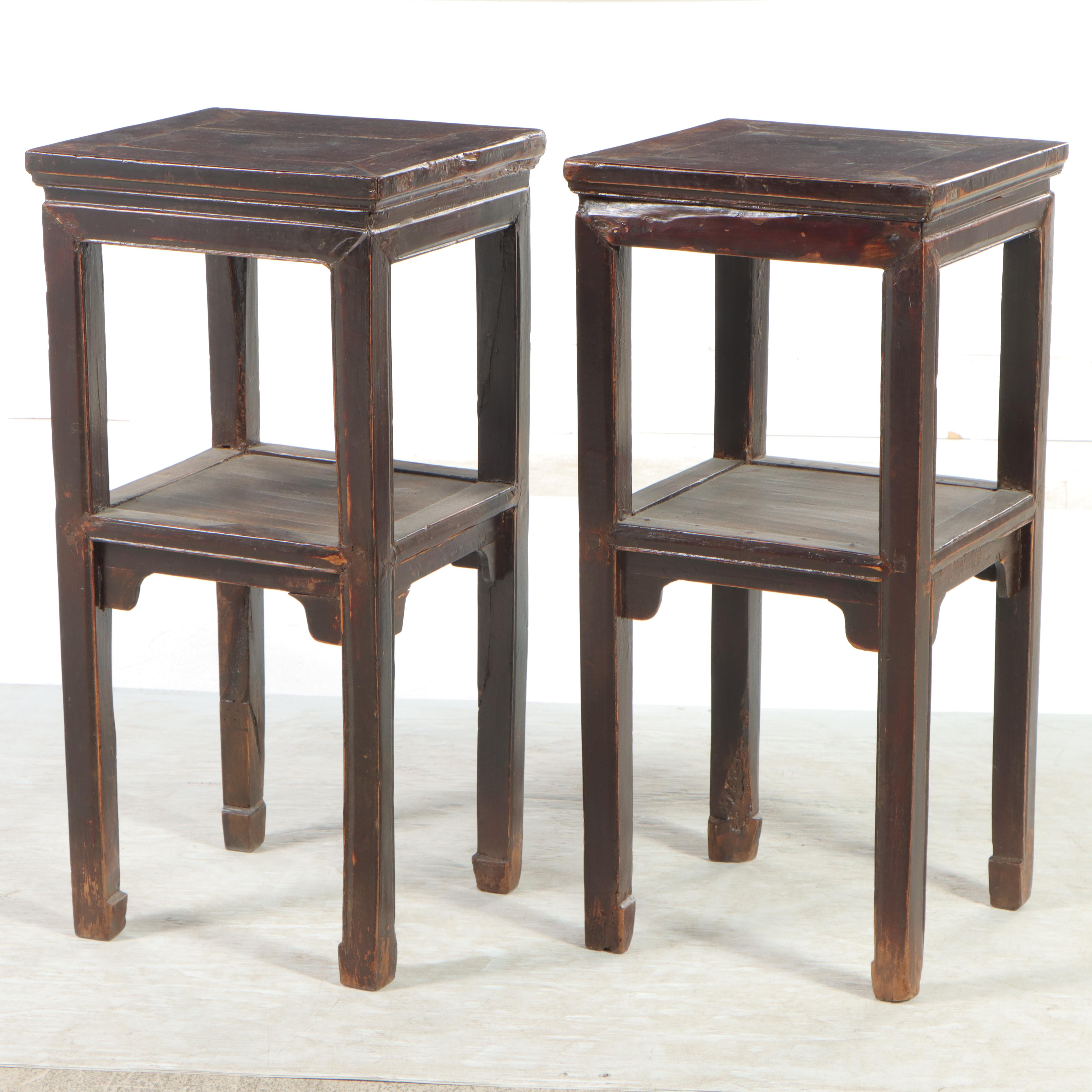 Pair of Chinese Hardwood Plant Stands