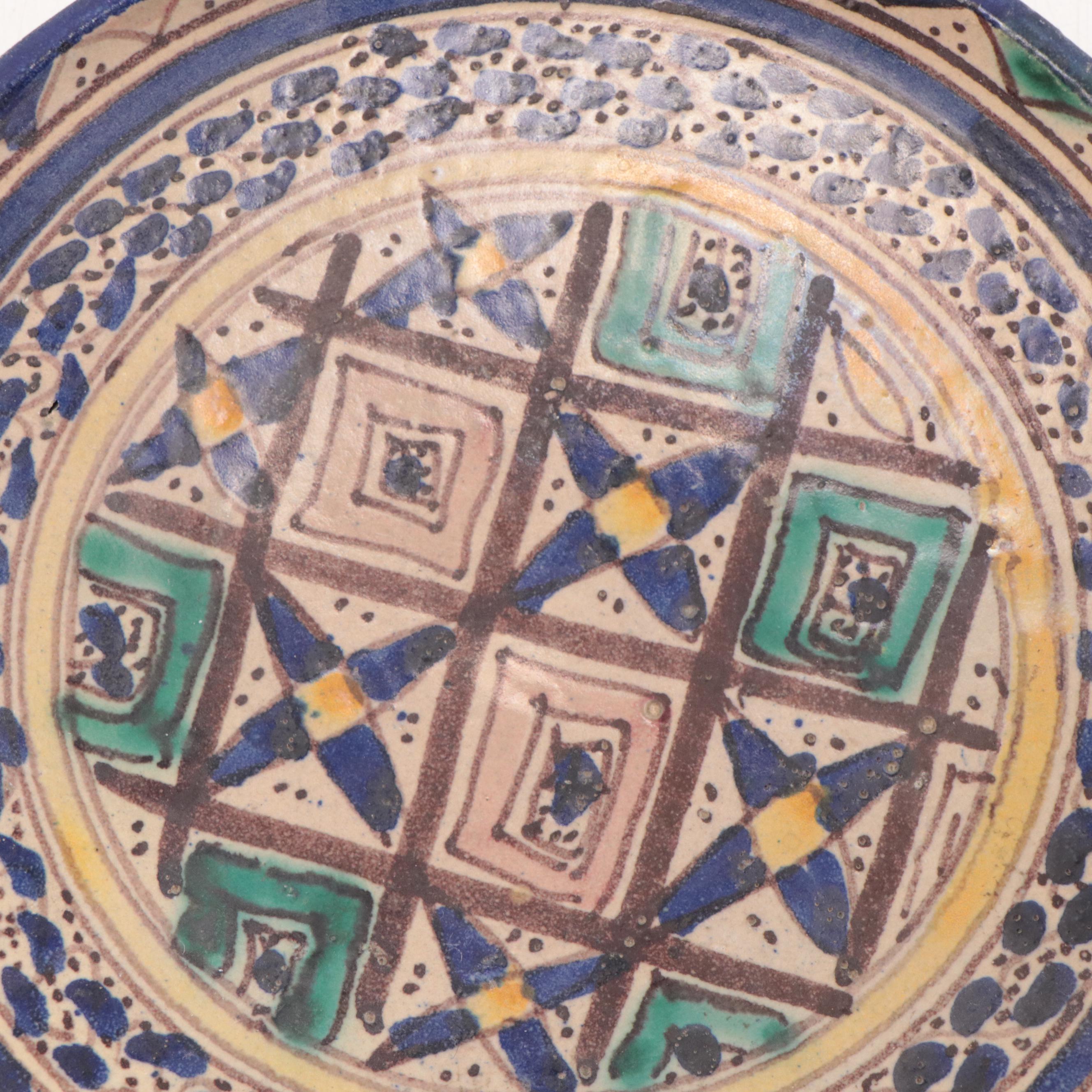 Azeri Painted Stoneware Pottery Dish, Azerbaijan