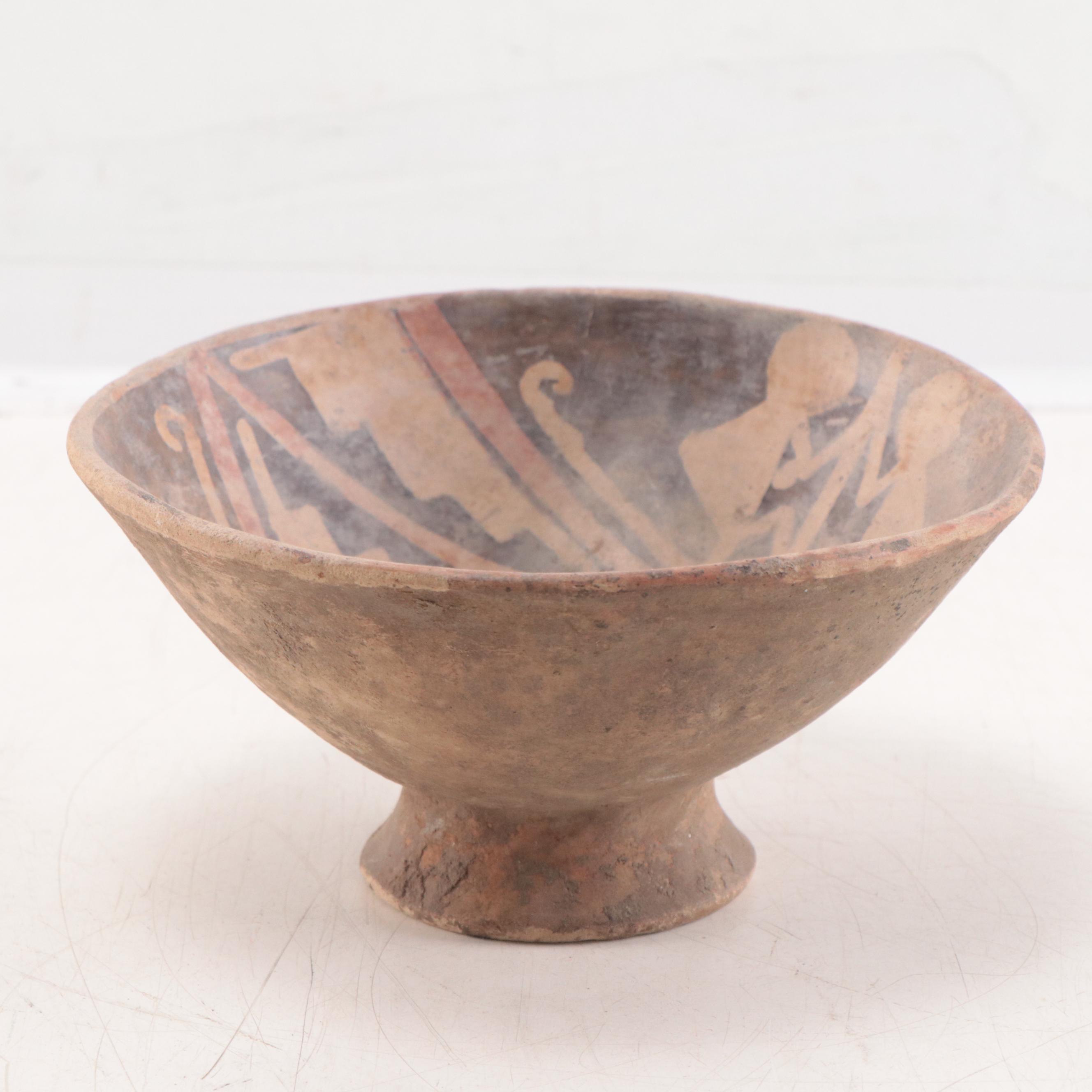 Nariño Pre-Columbian Footed Pottery Bowl With Monkey Motif, 500-1000 C.E.
