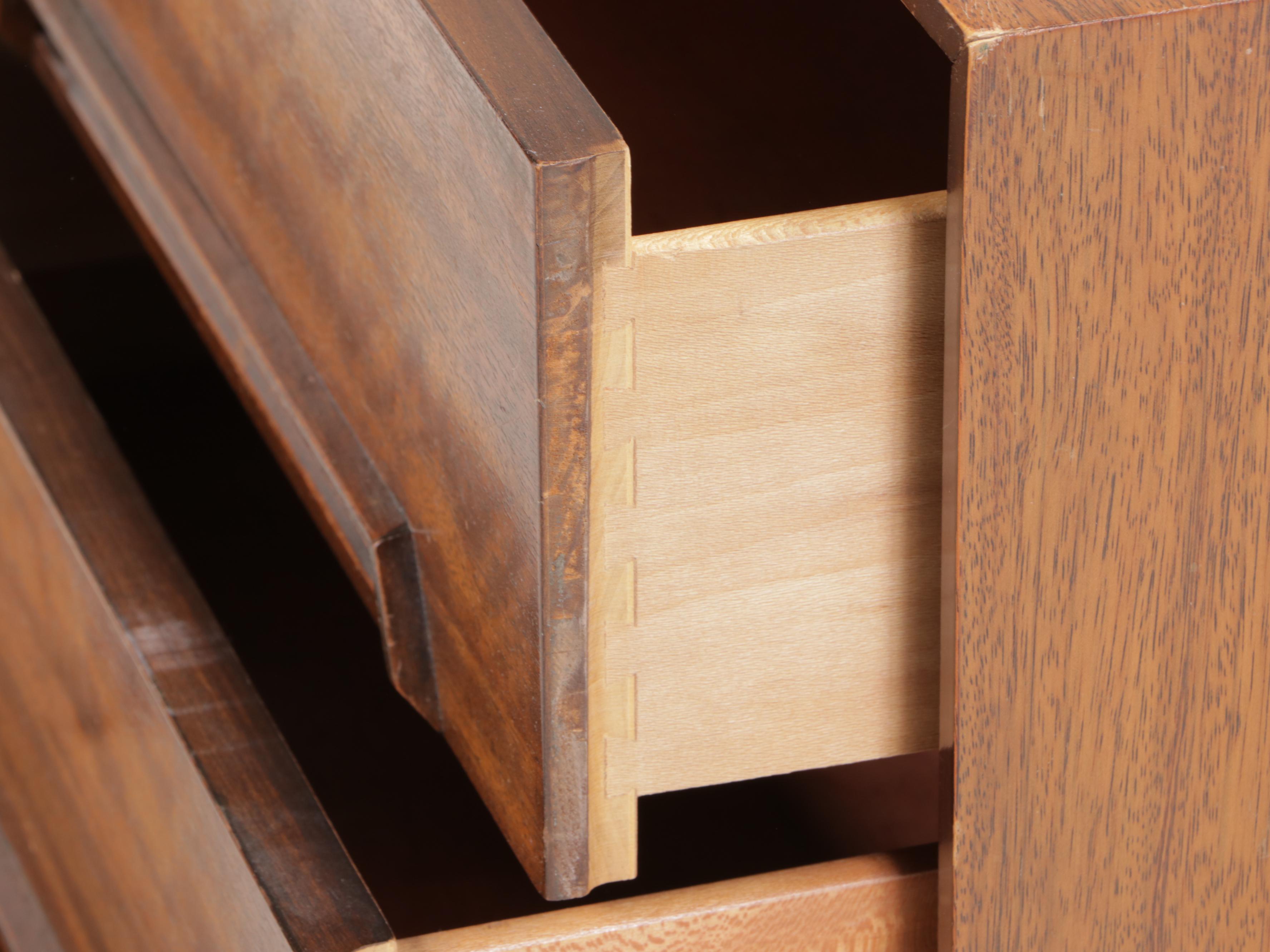 Milo Baughman for Drexel "Perspective" Mindoro Wood Nightstands & Full Headboard