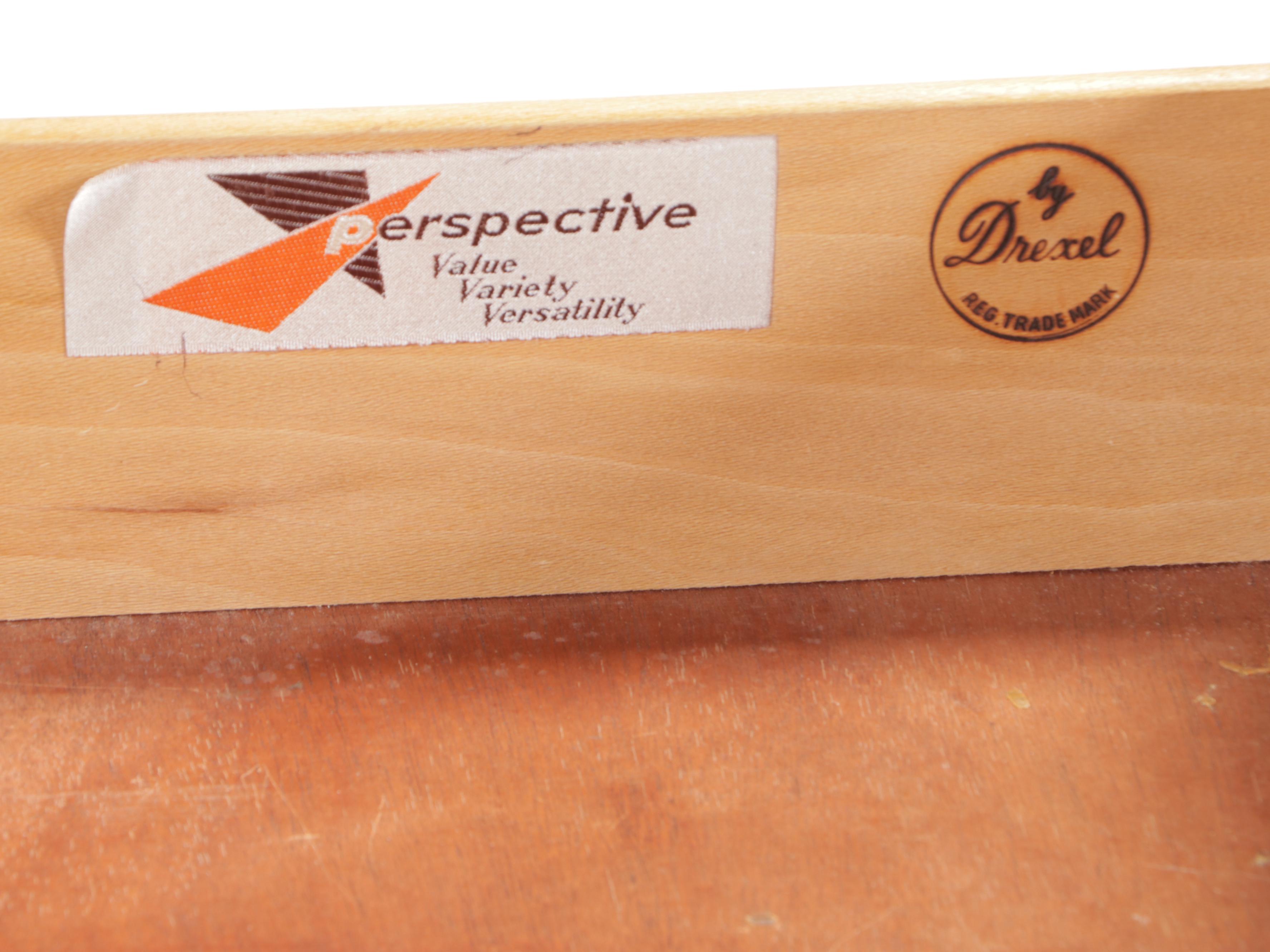 Milo Baughman for Drexel "Perspective" Mindoro Wood Nightstands & Full Headboard