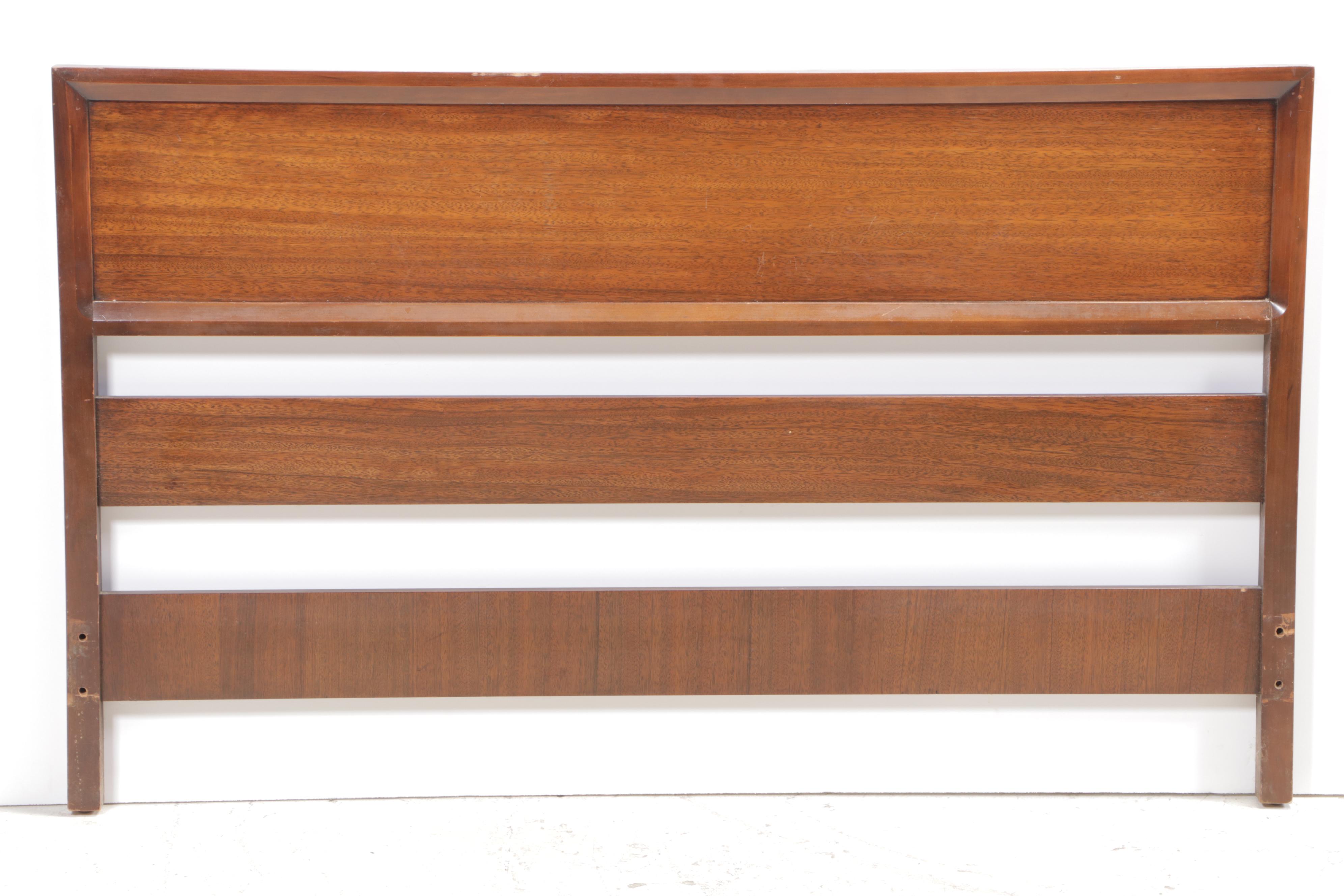 Milo Baughman for Drexel "Perspective" Mindoro Wood Nightstands & Full Headboard