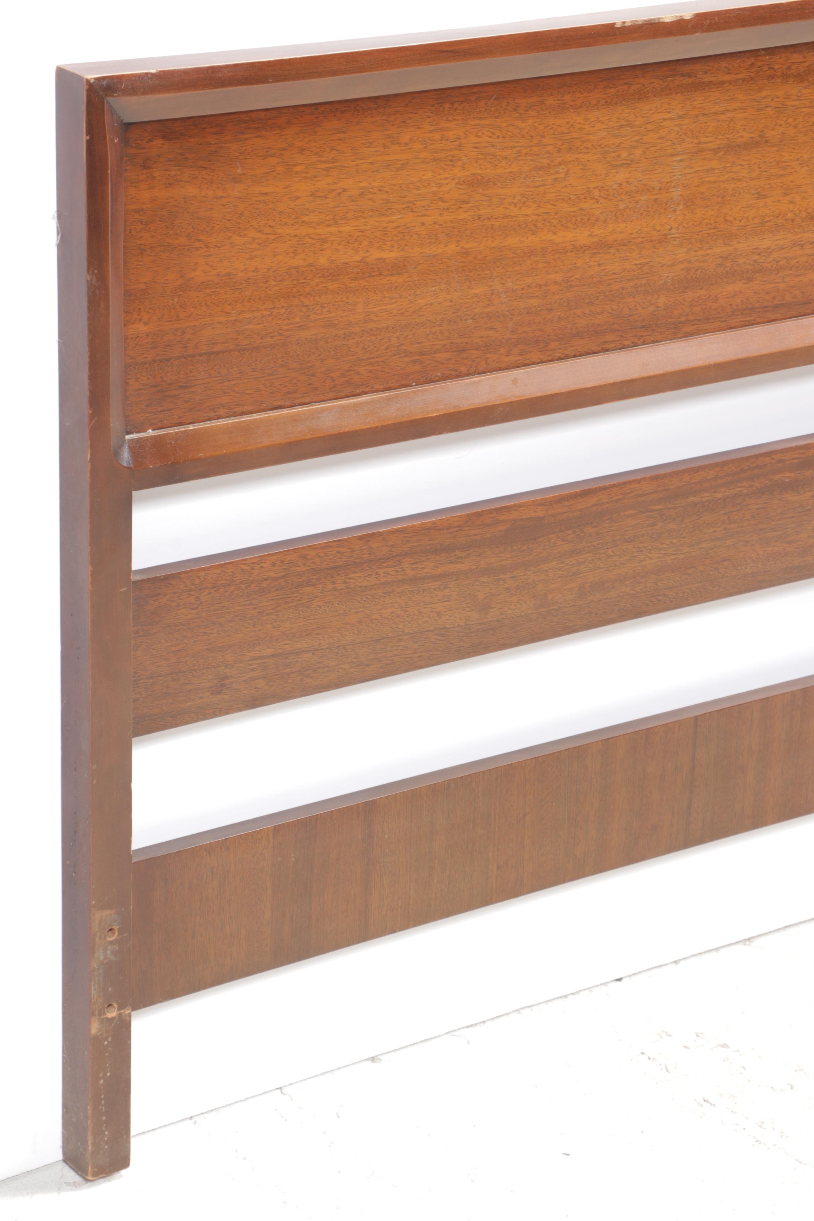 Milo Baughman for Drexel "Perspective" Mindoro Wood Nightstands & Full Headboard