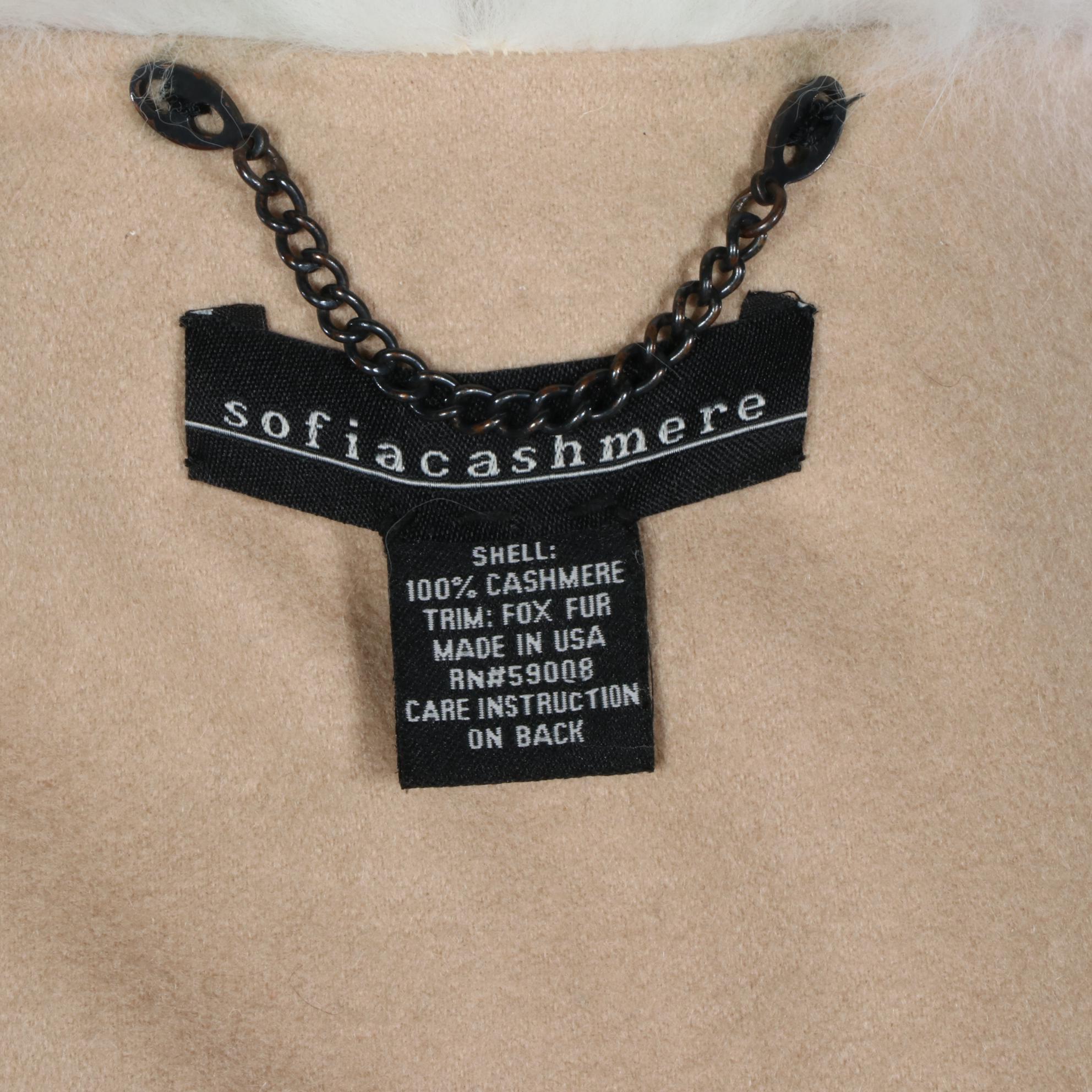 Sofia Cashmere Cervinia Cashmere Cape with Fox Fur Trim