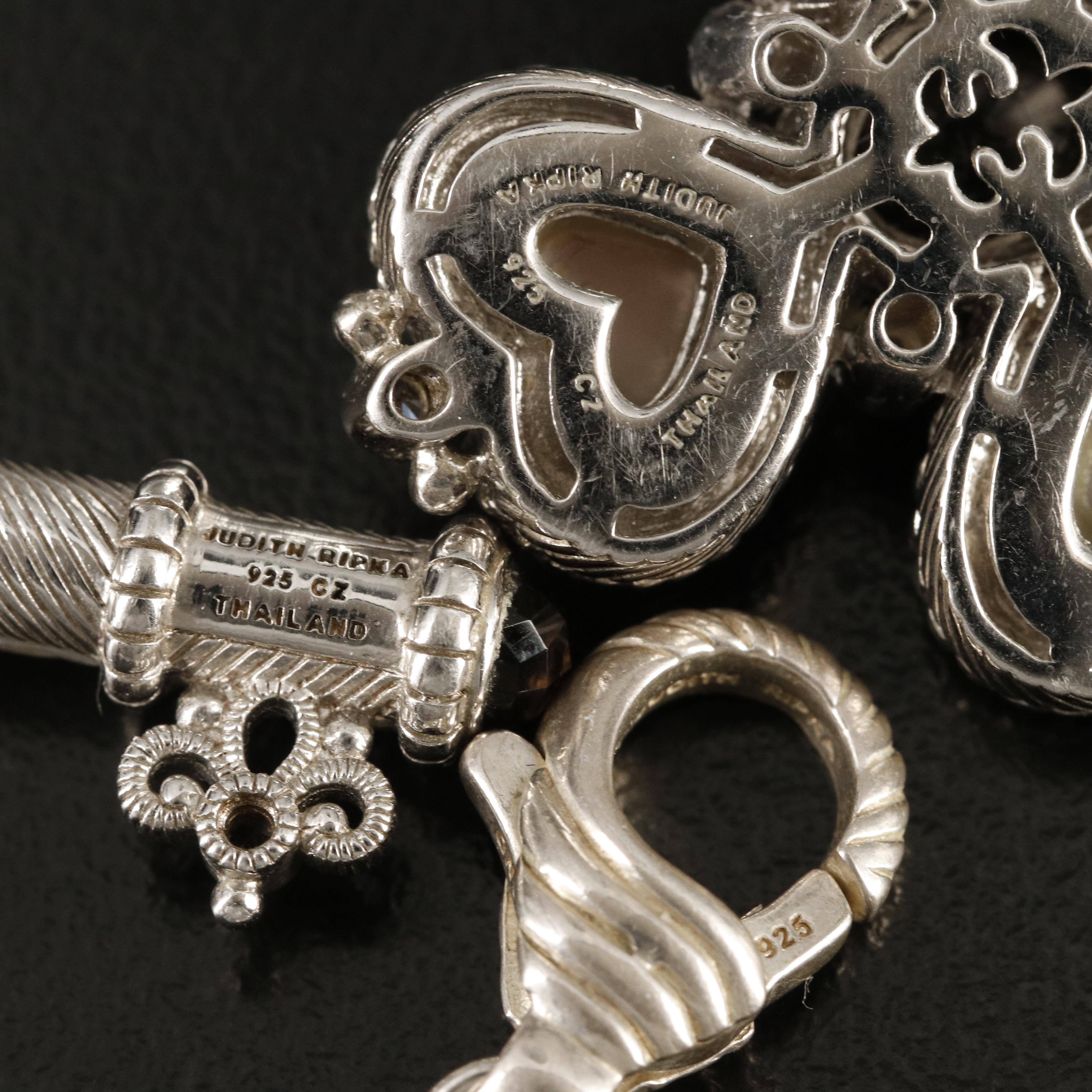 Judith Ripka Sterling Mother-of-Pearl Enhancer Pendants and Charm Including Keys