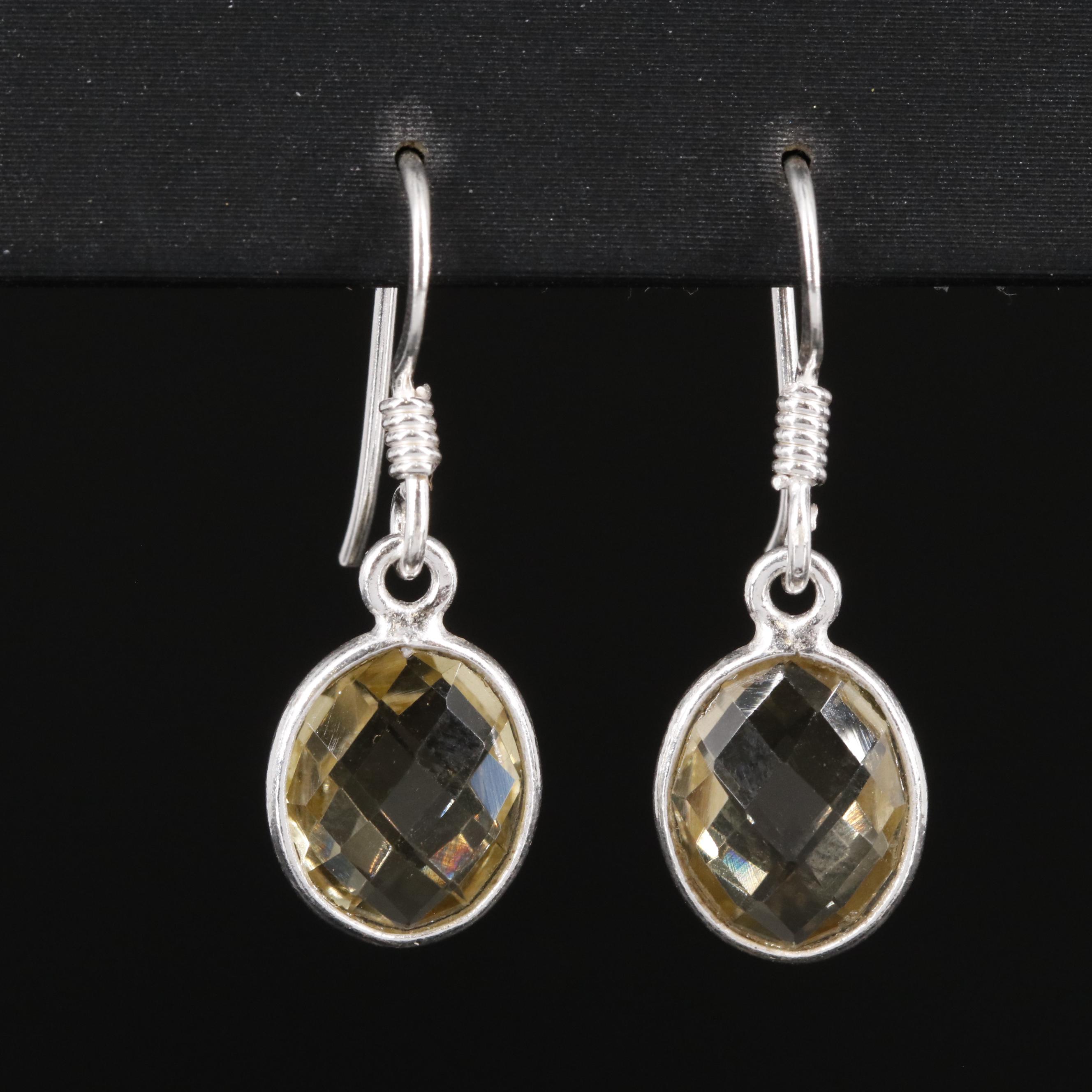 Sterling and Citrine Drop Earrings