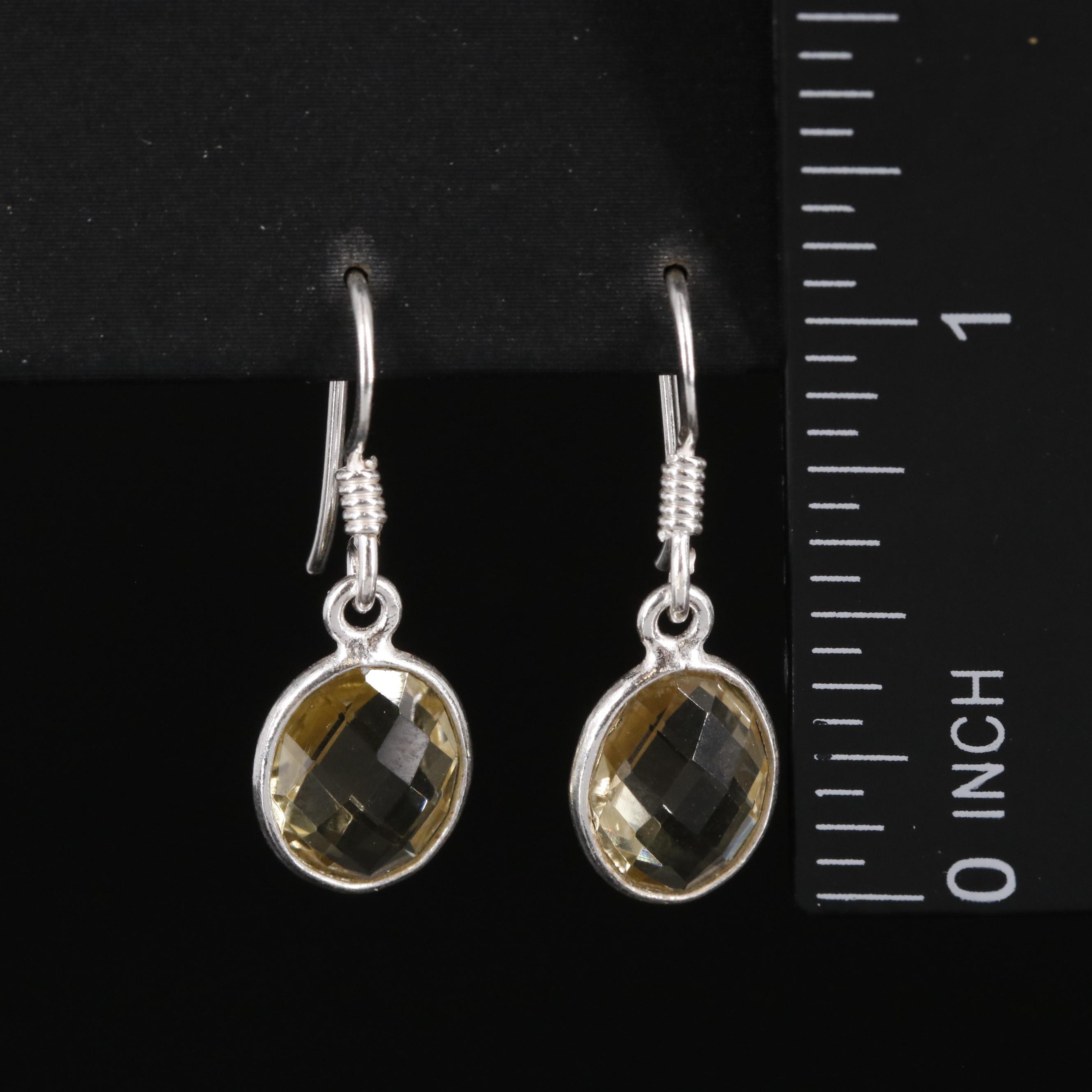 Sterling and Citrine Drop Earrings