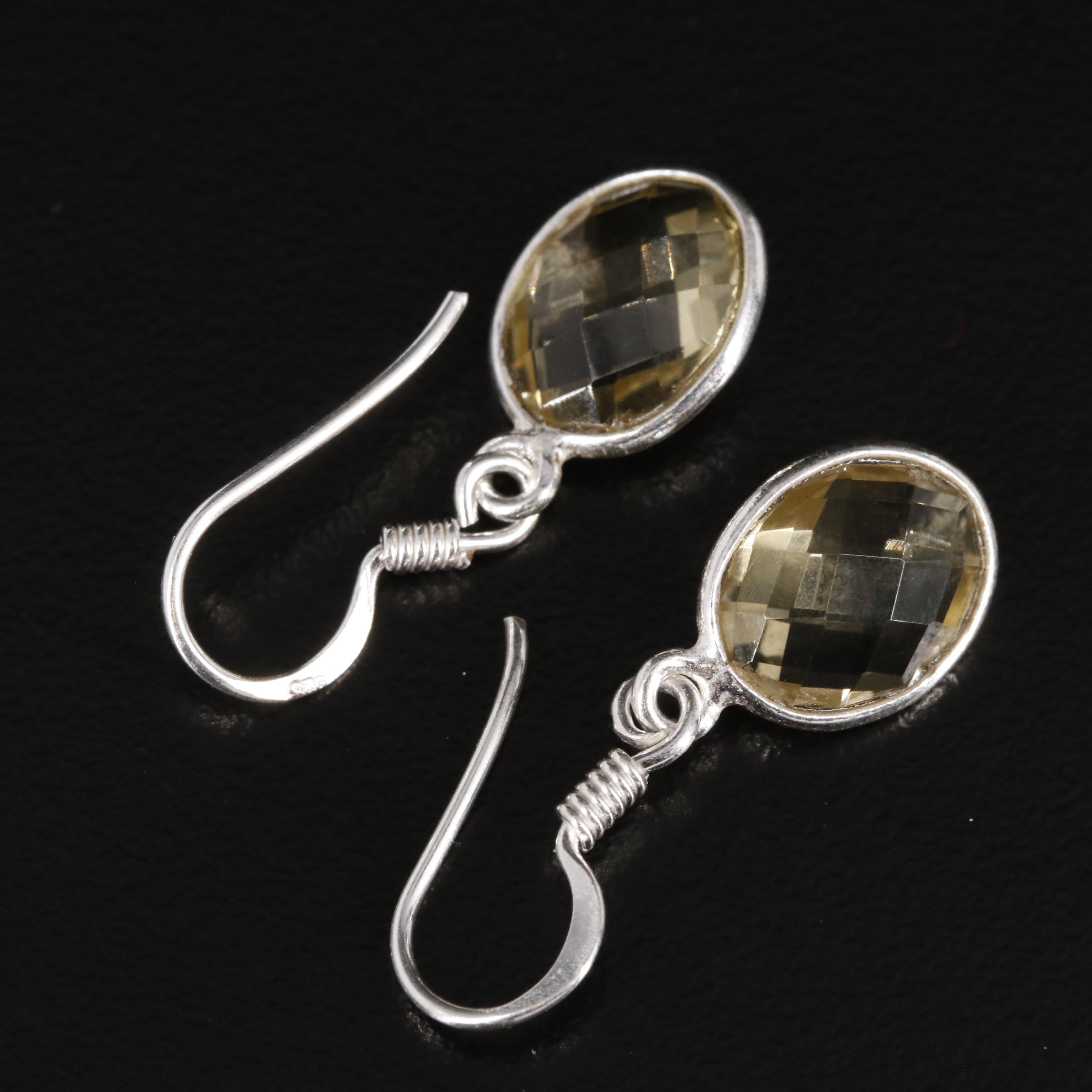 Sterling and Citrine Drop Earrings