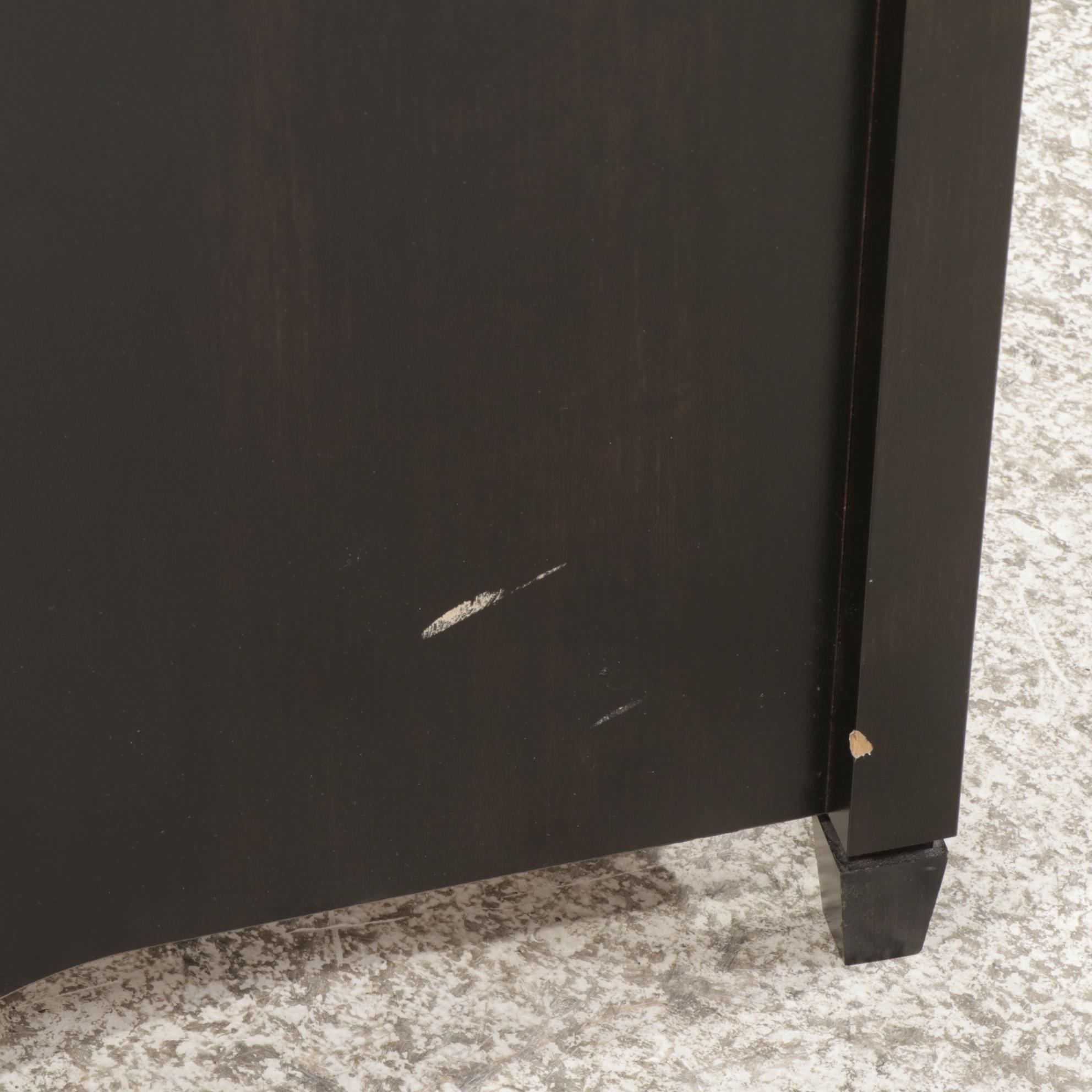 Contemporary Ebonized Wood Single Drawer Side Cabinet