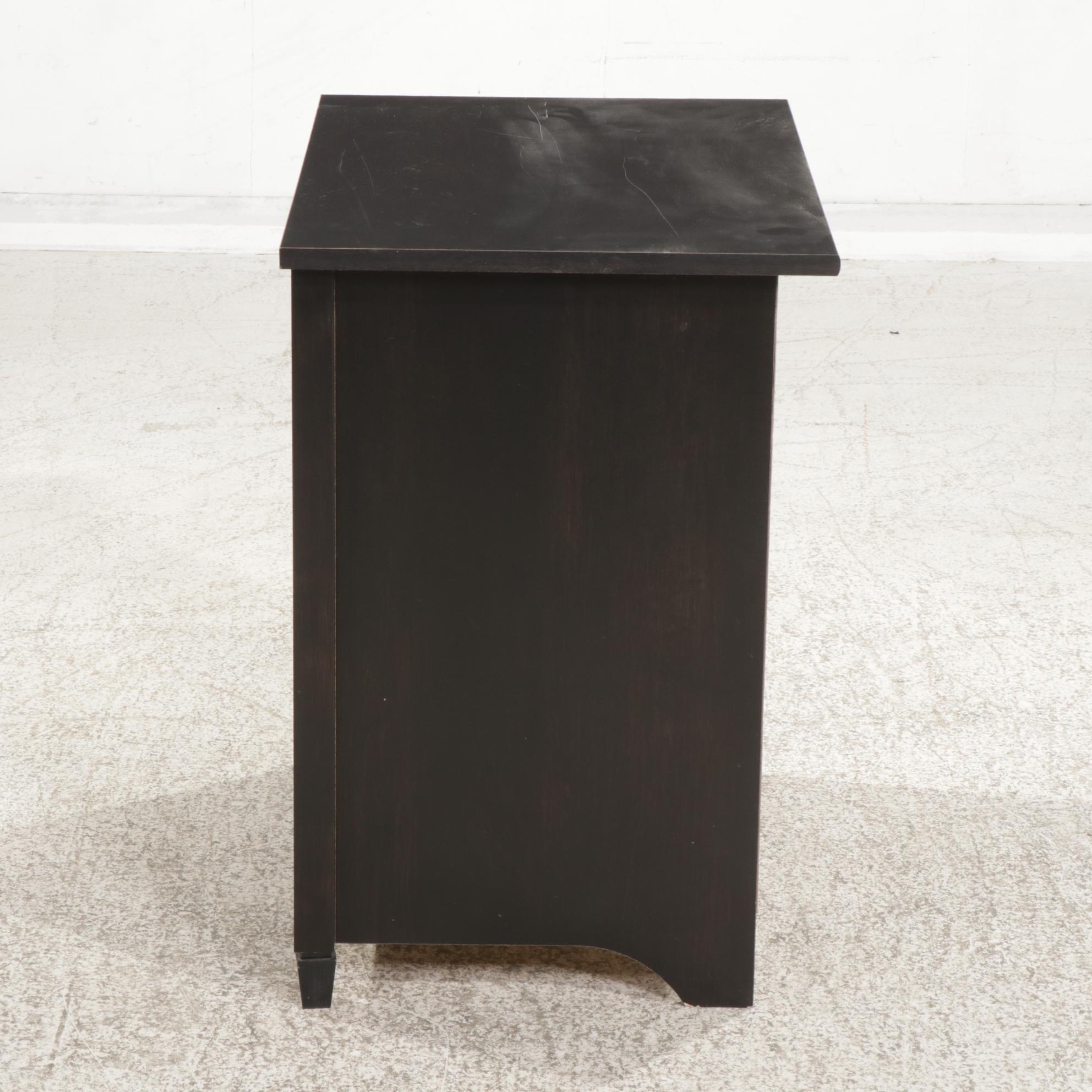 Contemporary Ebonized Wood Single Drawer Side Cabinet