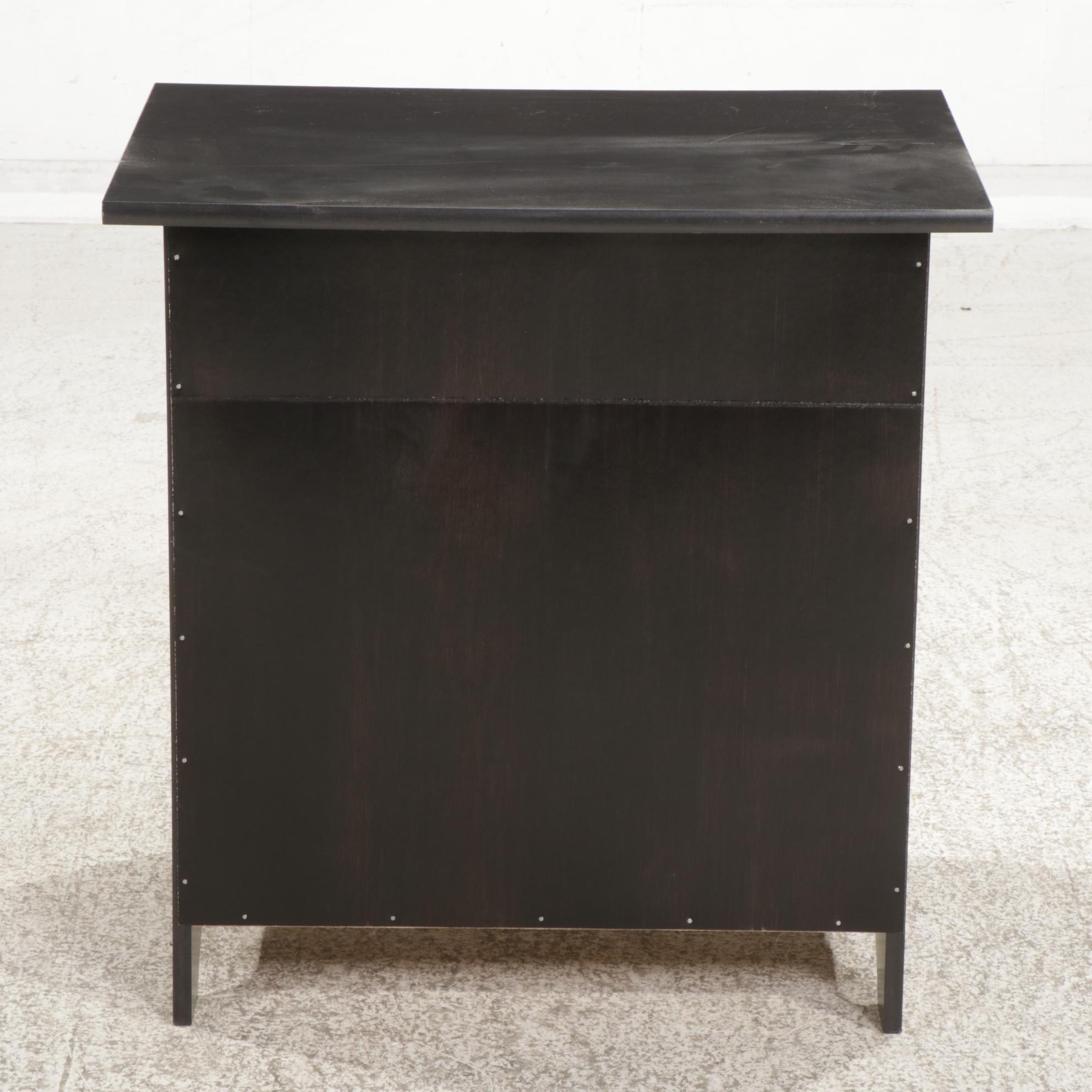 Contemporary Ebonized Wood Single Drawer Side Cabinet