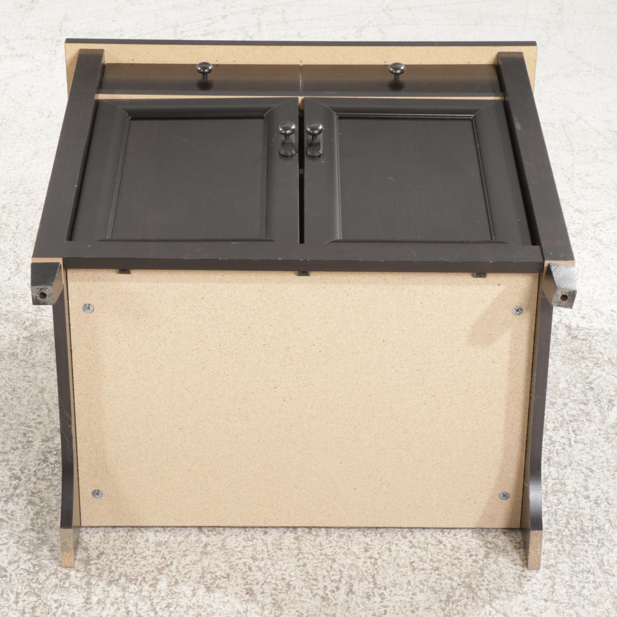 Contemporary Ebonized Wood Single Drawer Side Cabinet