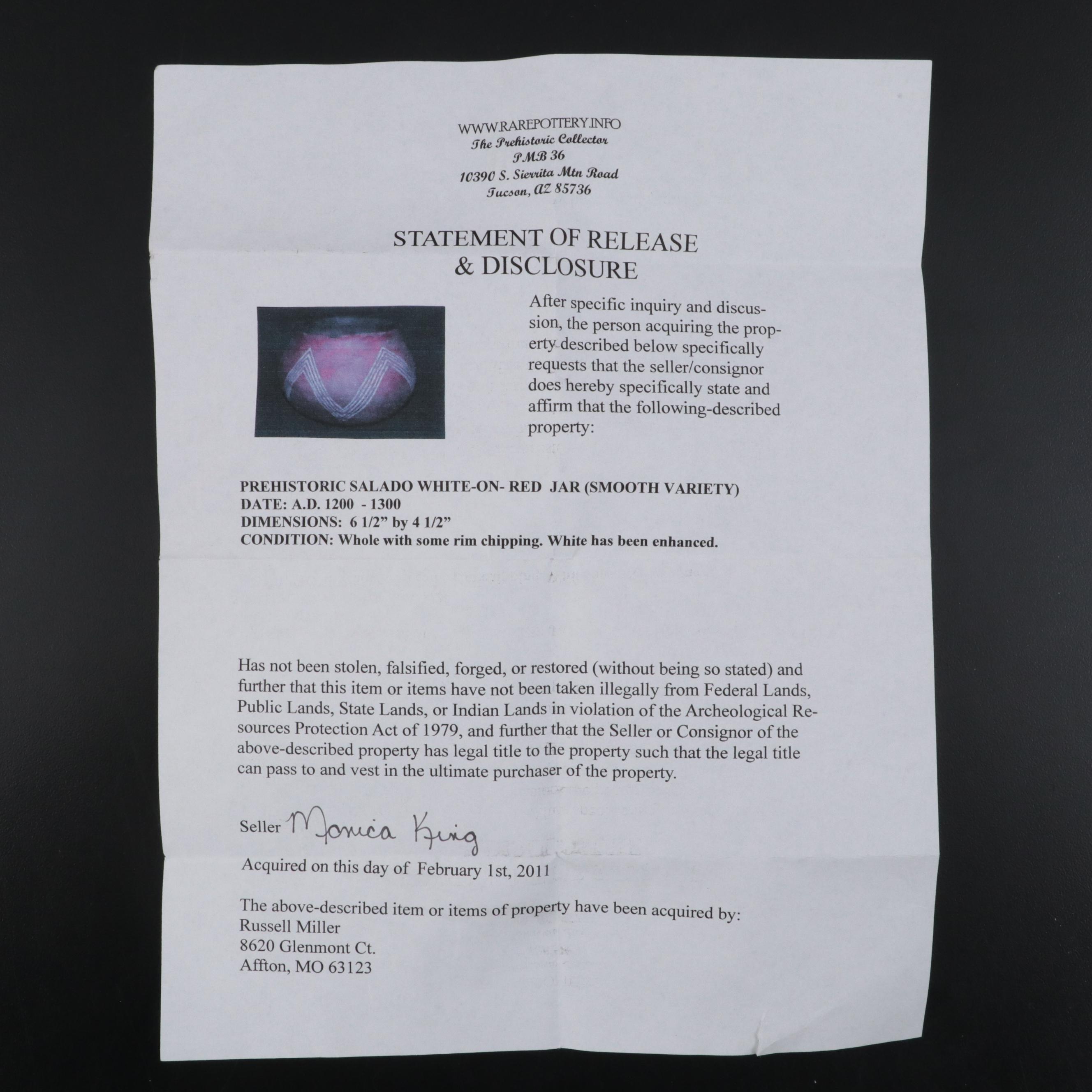 Salado White on Red Jar, Circa 1250 C. E.