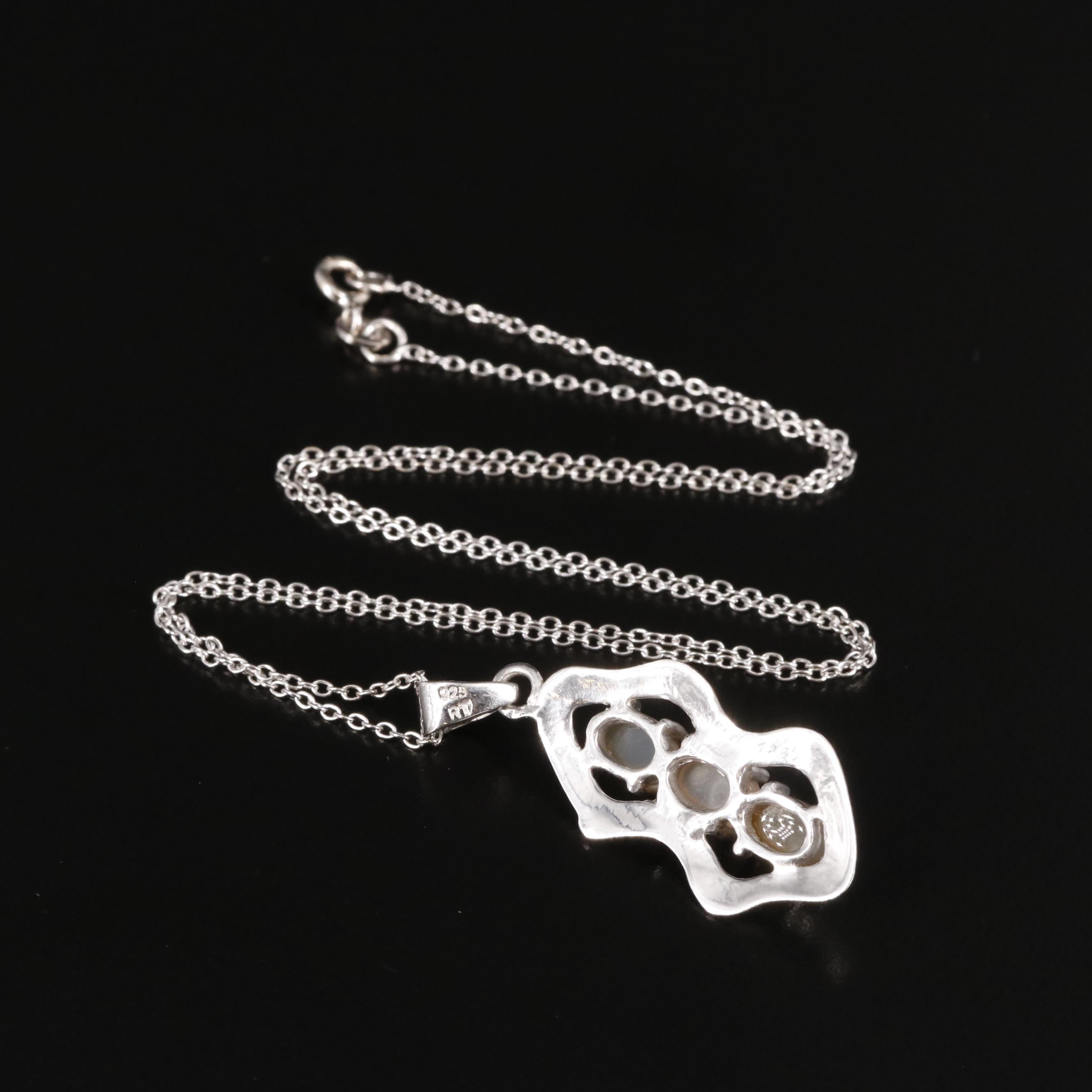 Sterling and Moonstone Drop Pendant Necklace