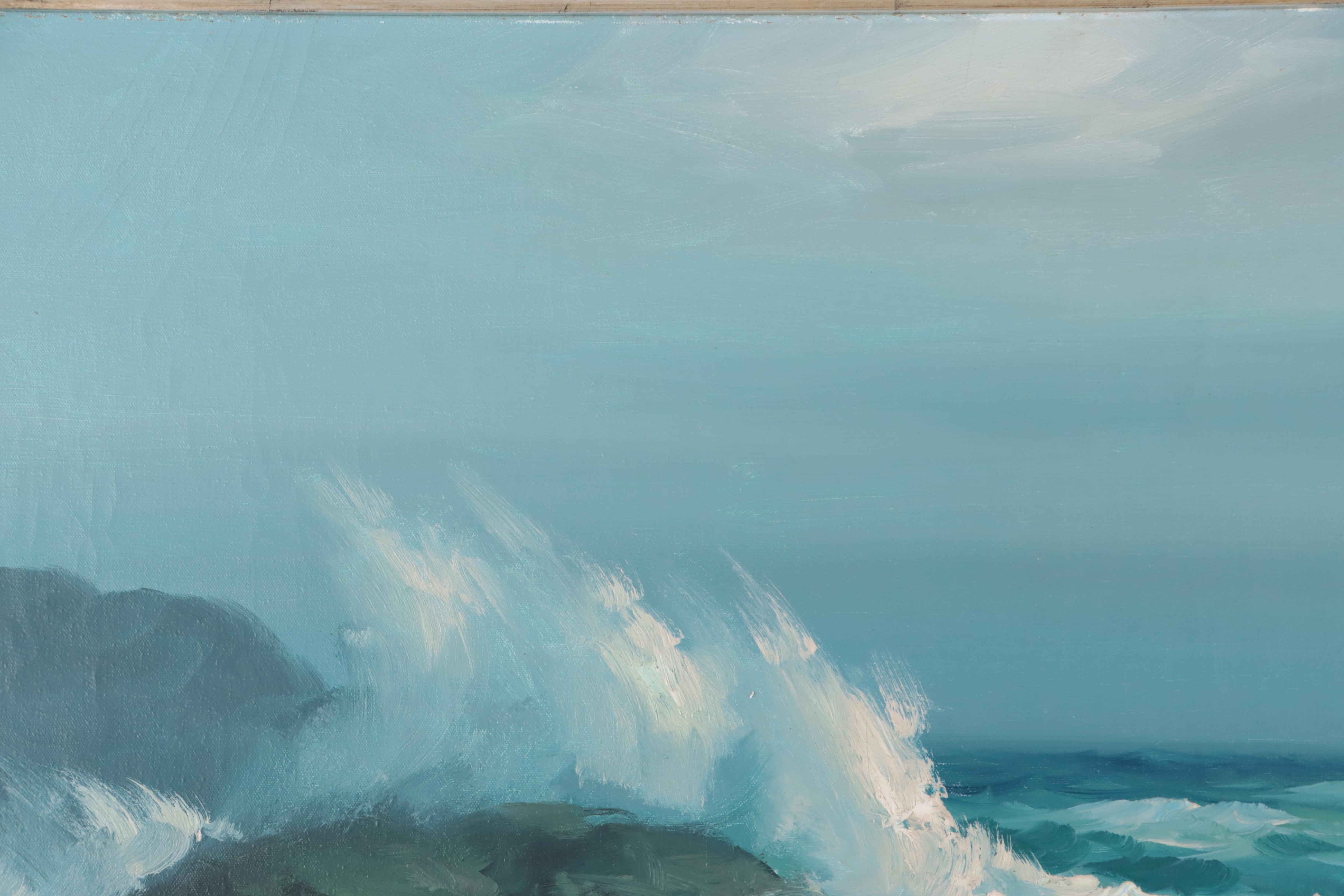 Cesar Buenaventura y Espinosa Seascape Oil Painting, 1970