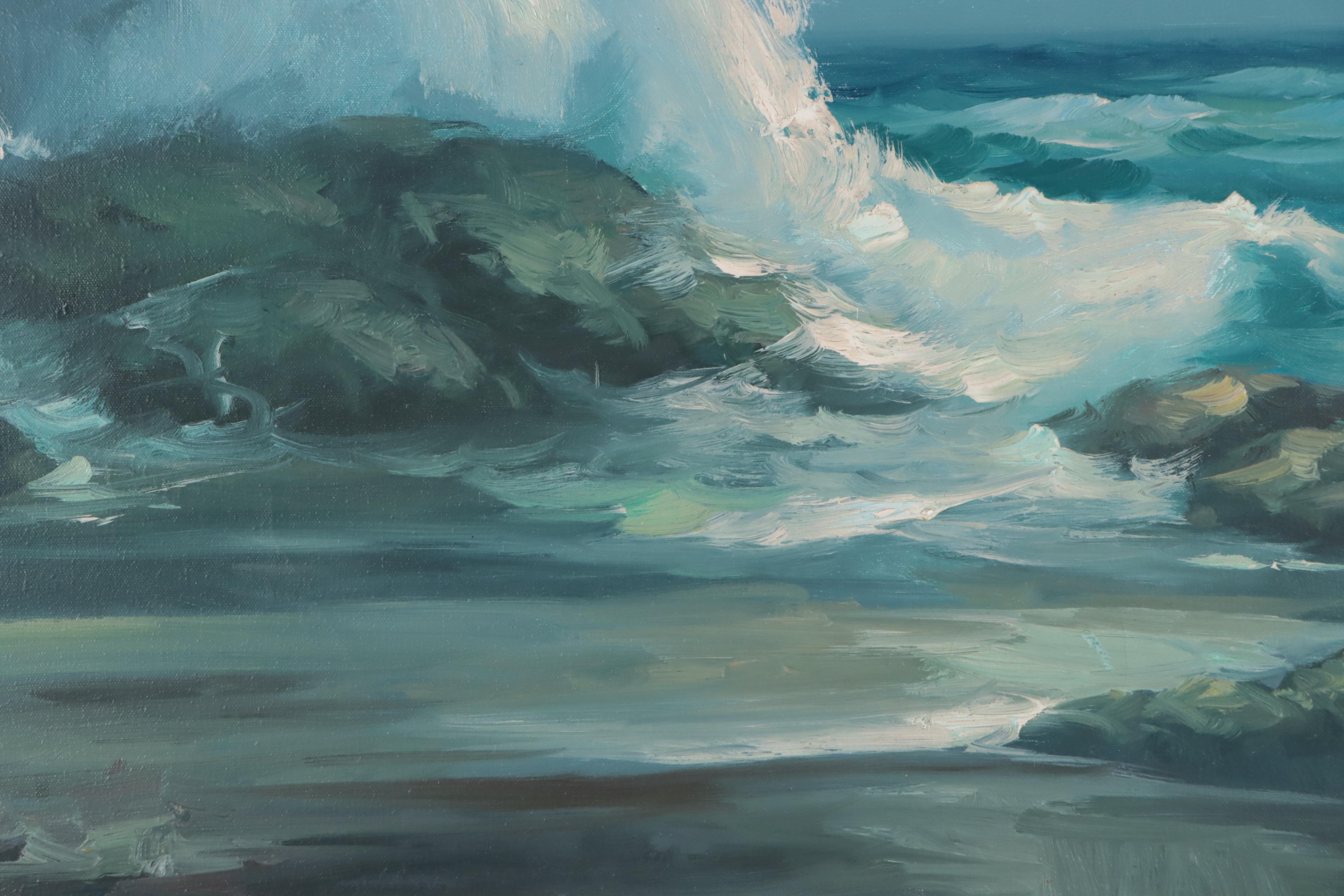 Cesar Buenaventura y Espinosa Seascape Oil Painting, 1970