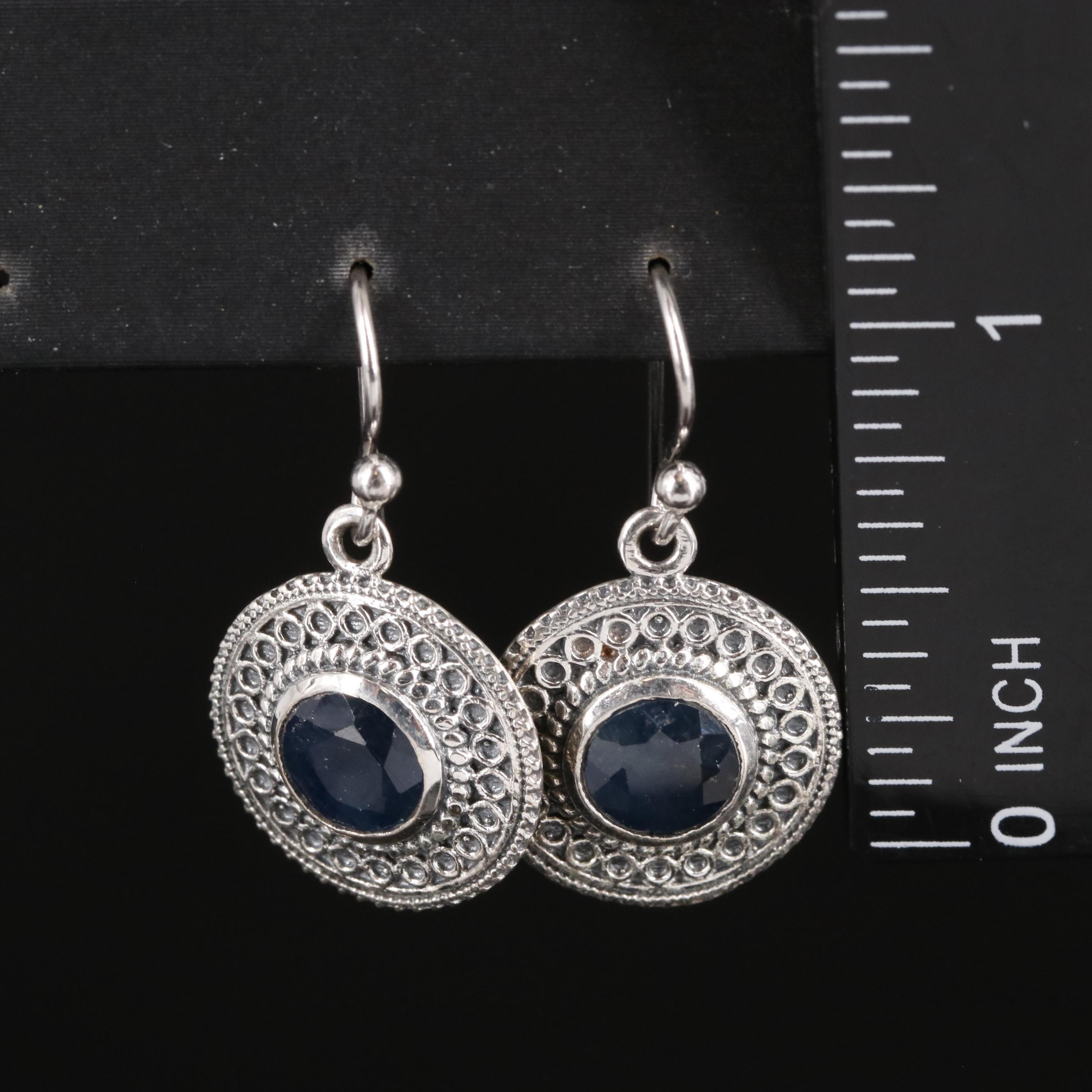 Sterling and Sapphire Drop Earrings